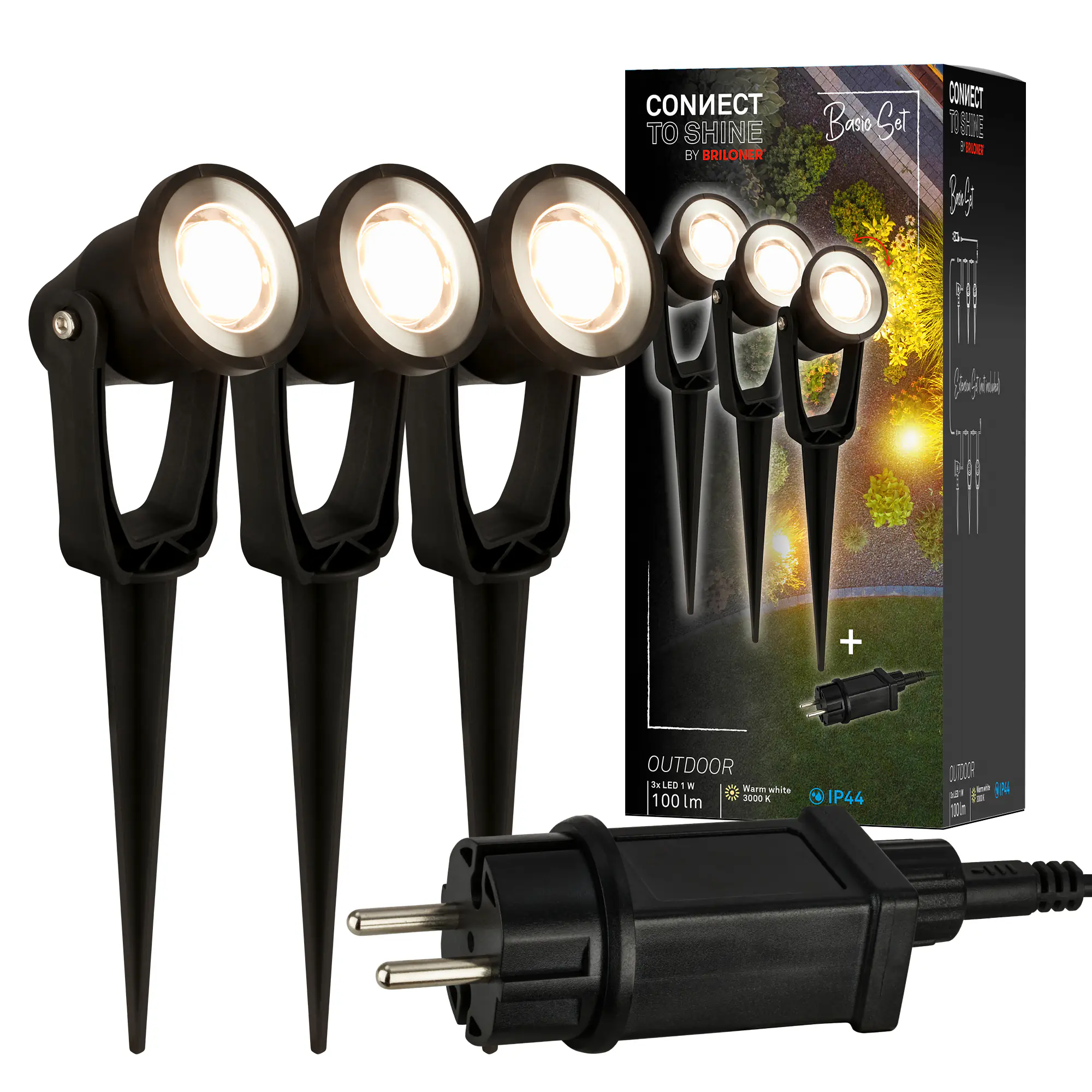 Briloner LED Wegeleuchte Lillis Connect to Shine 3er Starterset 3x1W warmweiß