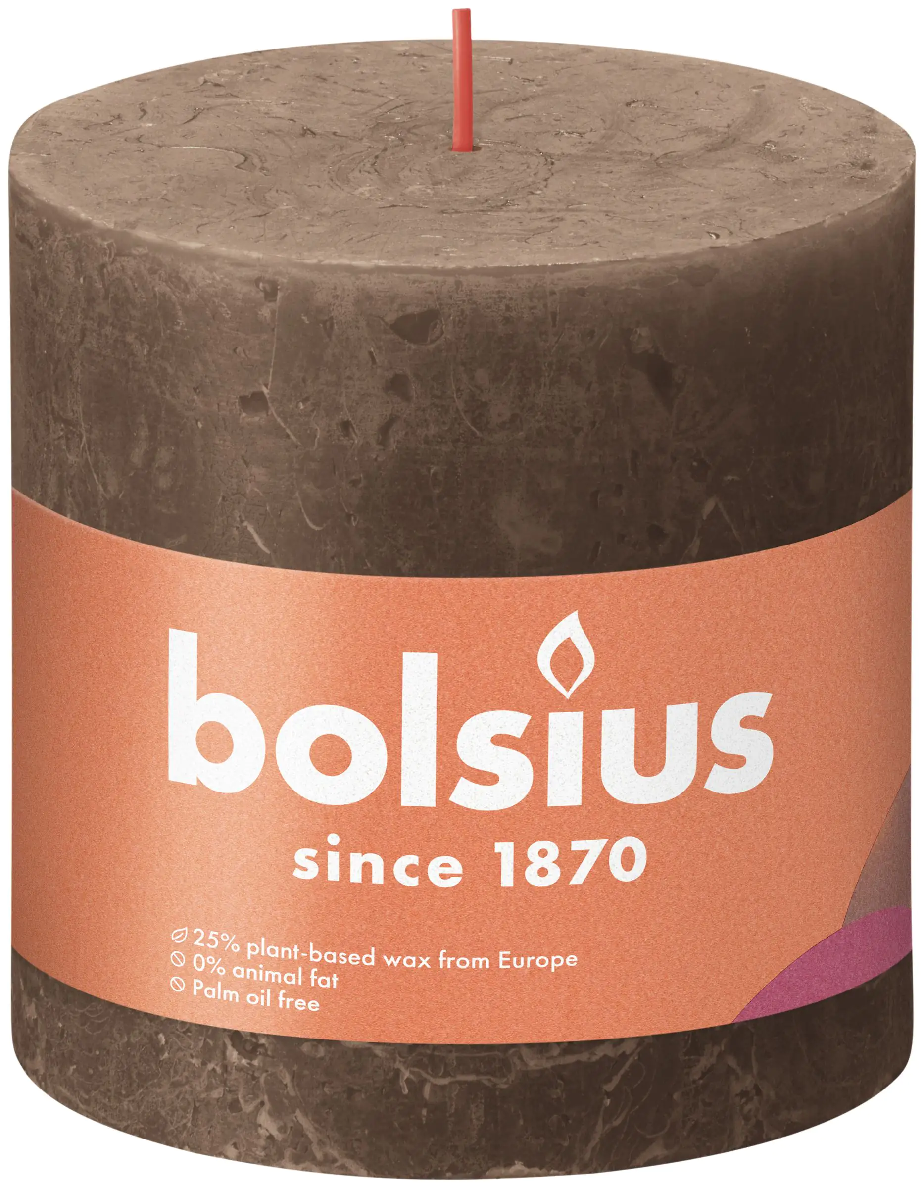 Bolsius Rustik Stumpenkerze wildleder braun, Höhe: 10 cm, Ø 10 cm