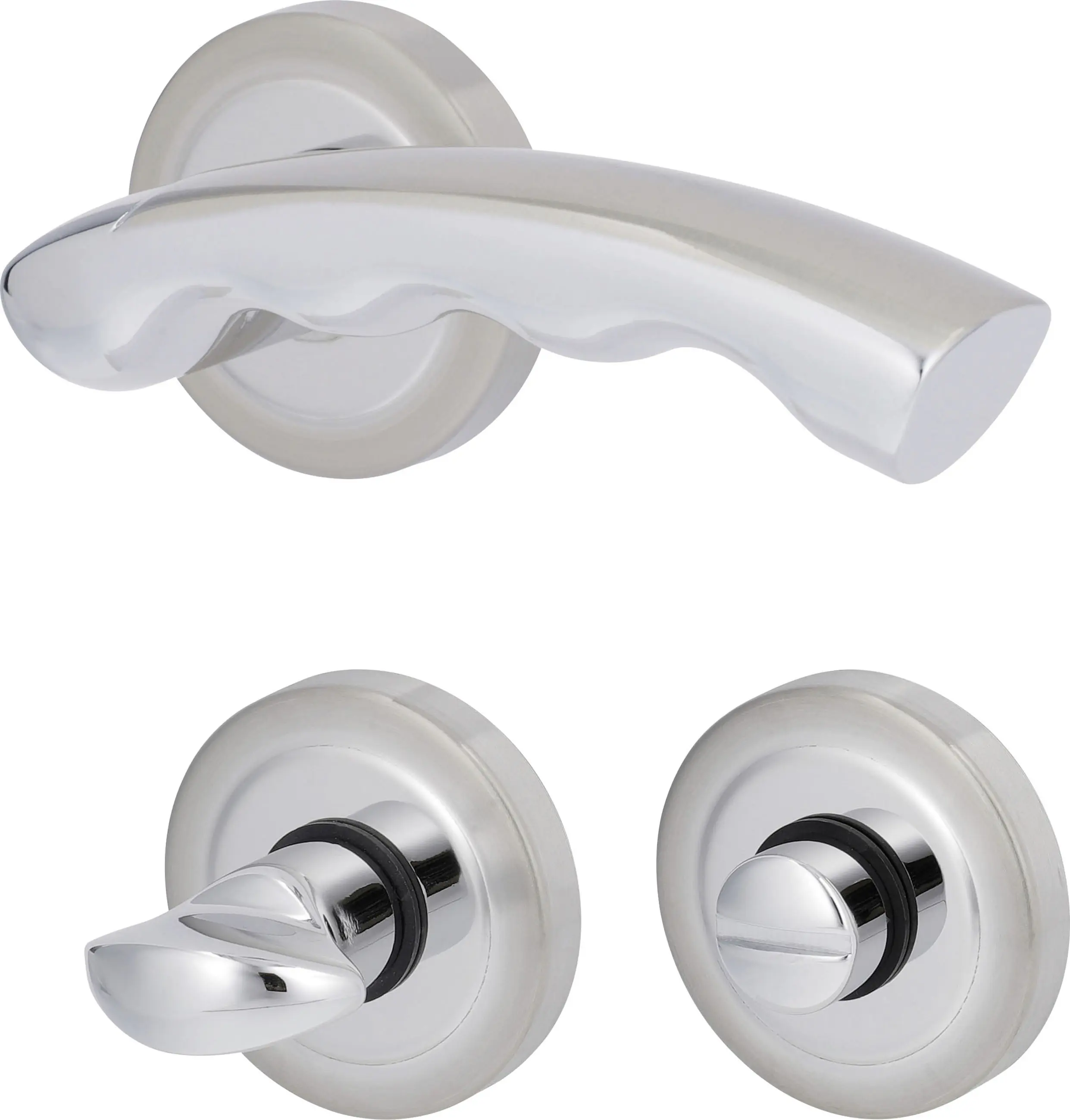 Südmetall WC-Türgriff-Garnitur Rosette Gloria Messing satiniert chrom Ø 55 mm