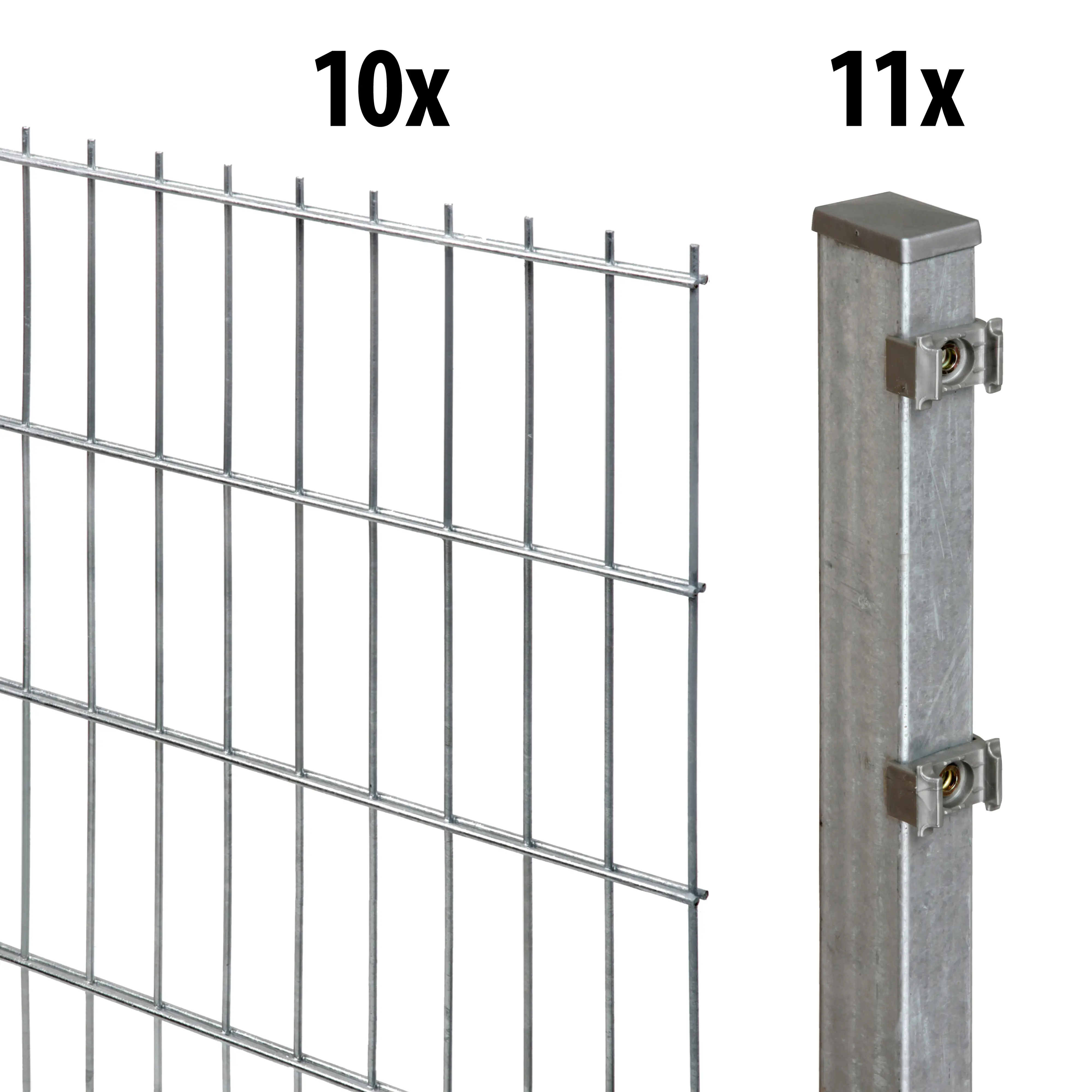 Floraworld Doppelstabmatten-Zaun Set Comfort 20 m 201 x 103 cm inkl. 11 Pfosten 160 cm feuerverzinkt