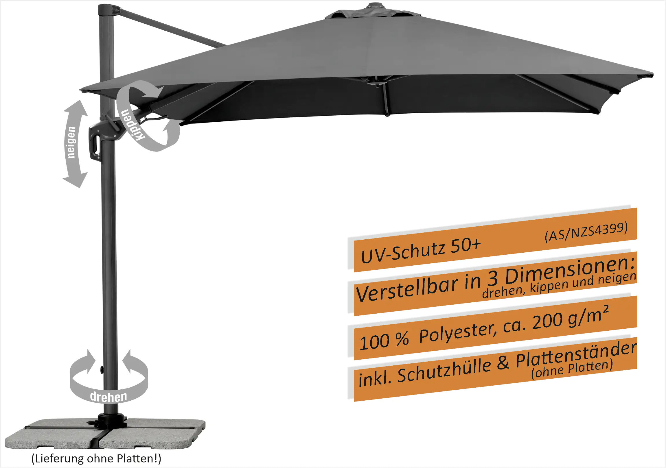 Schneider Sonnenschirm Locarno anthrazit Ø 150 cm