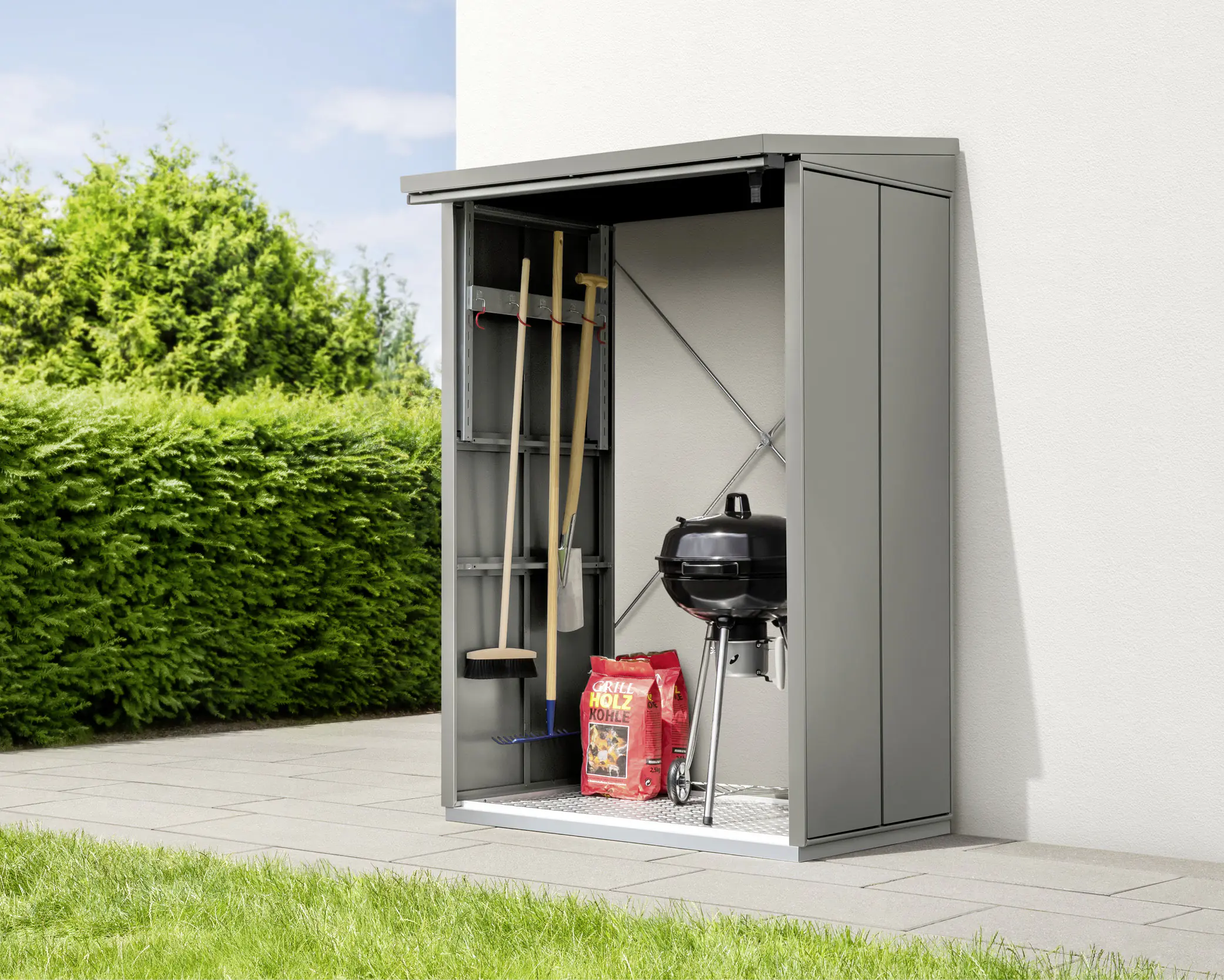 Ecostar Kaminholzregal Elegant-V Typ 1, graualuminium, mit Verstrebung