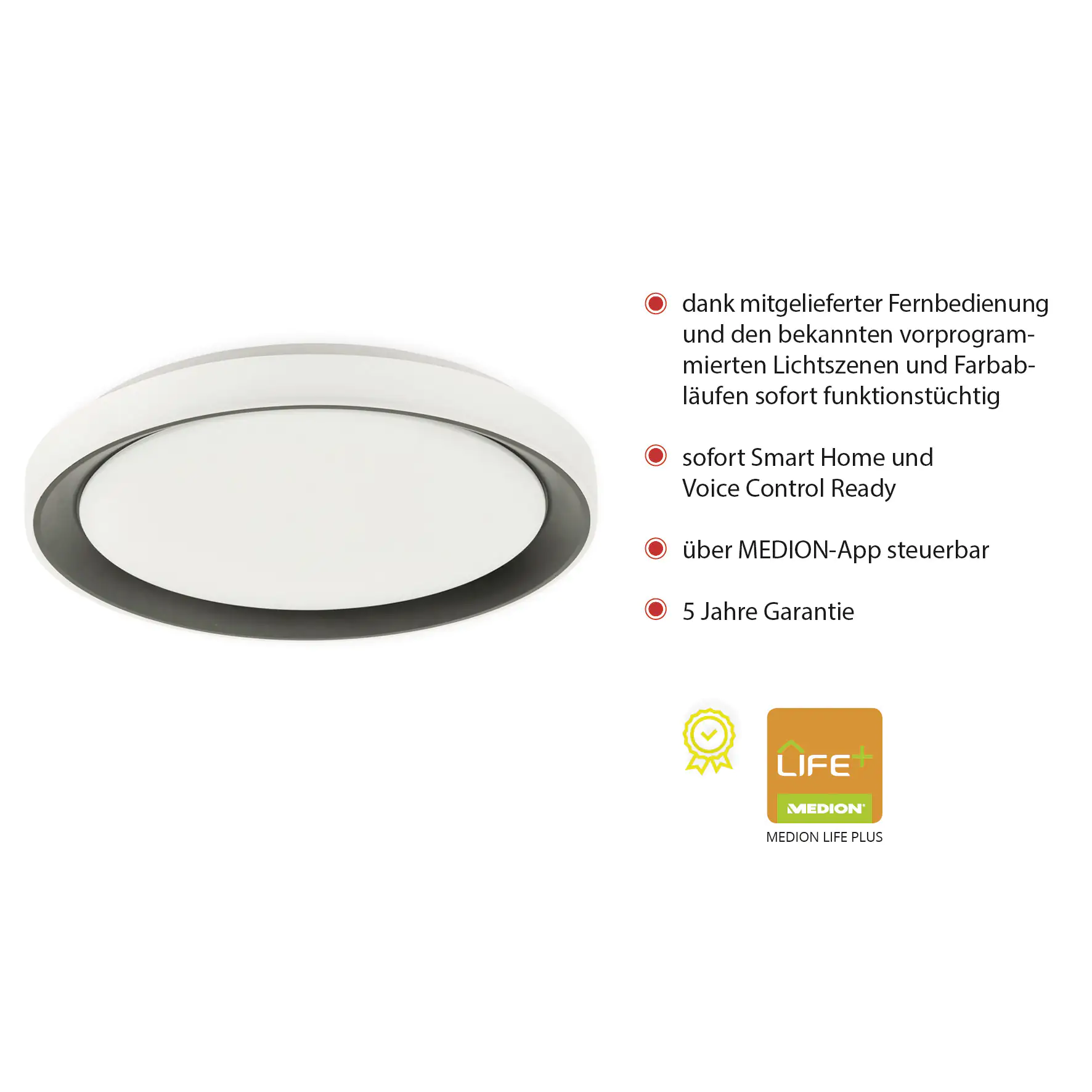 JustLight LED Deckenleuchte Disc Lola Smart schwarz, Smart Home