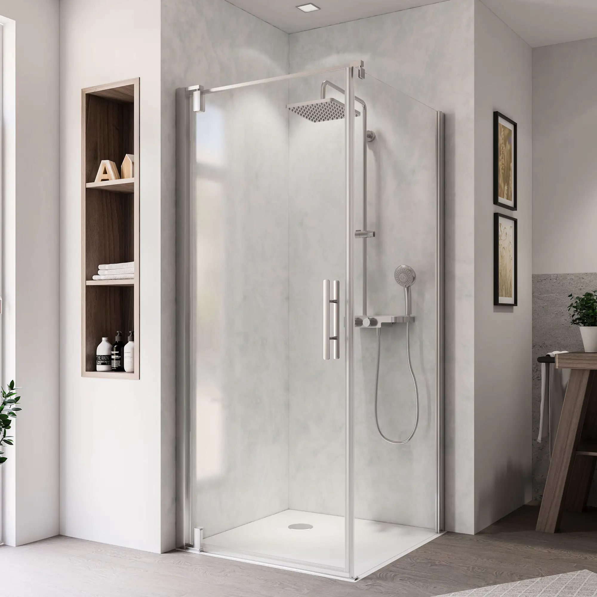 Breuer Europa Design Drehtür für Seitenwand 90 x 200, Alu chromeffekt, Anschlag links