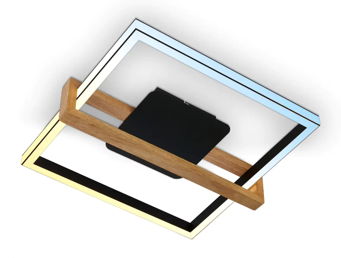 Briloner LED-Deckenleuchte CCT schwarz mit Holz 40W