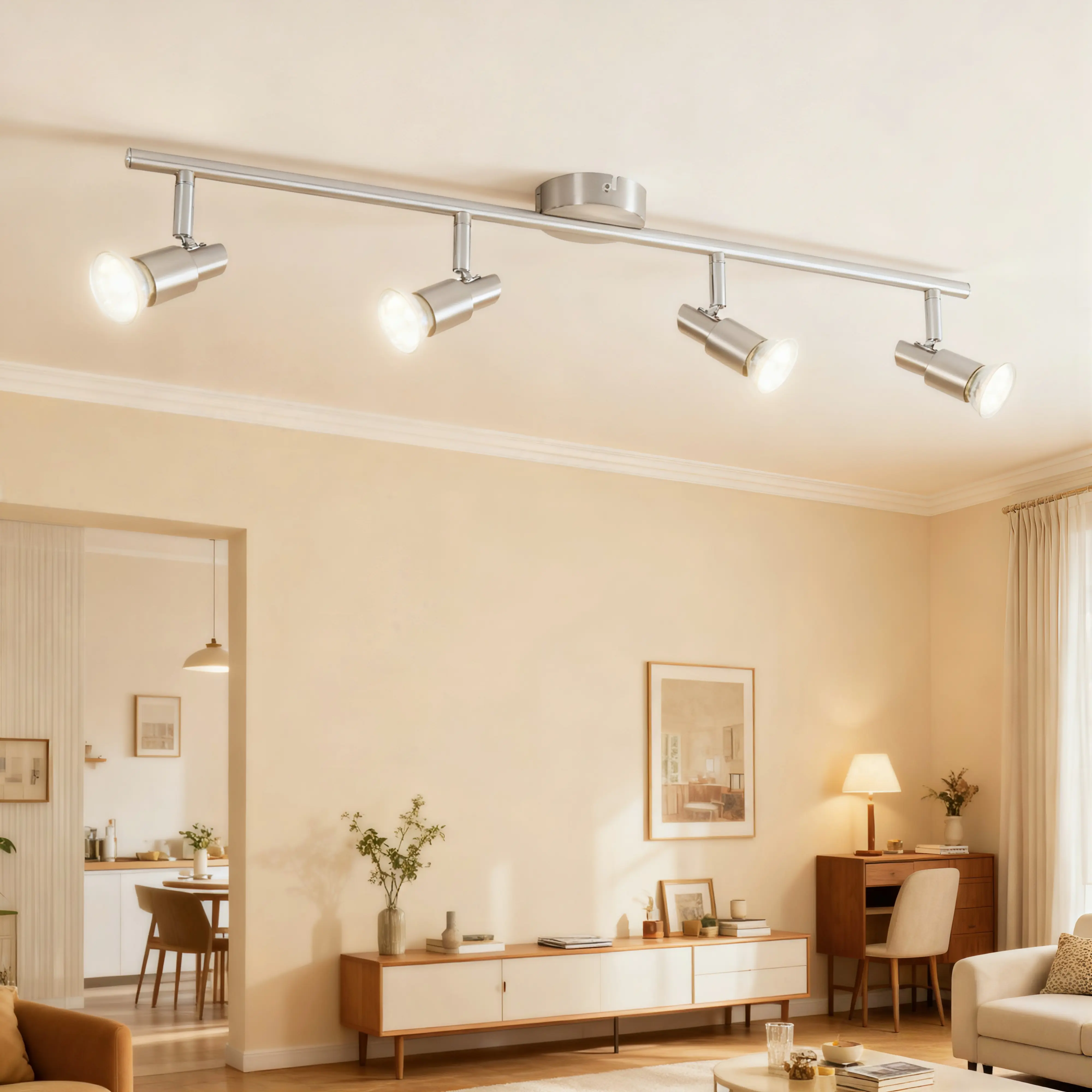 LED-Lampe 4er Spot Lina nickel-chrom 68 x 12 cm warmweiß
