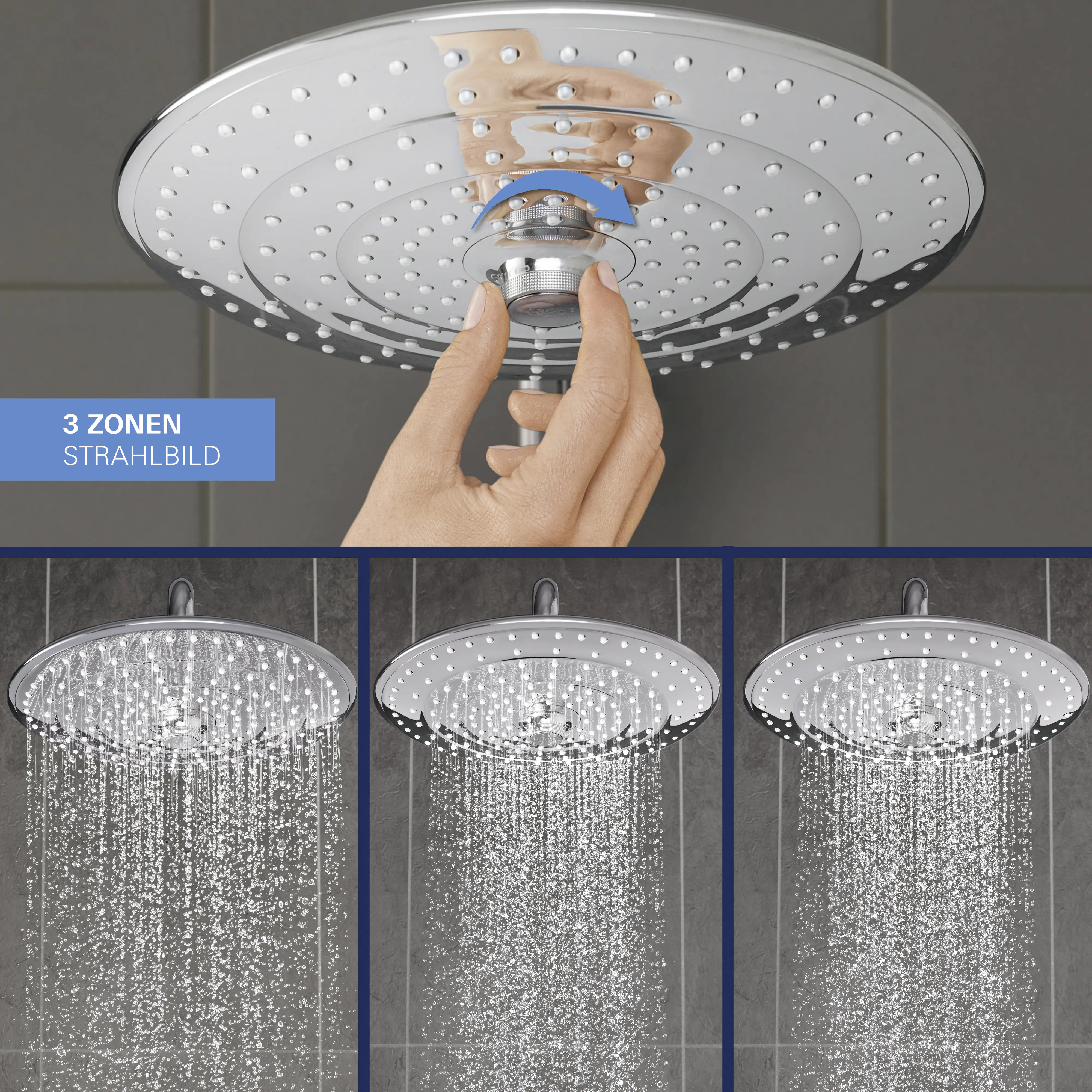 Grohe Kopfbrausesystem Vitalio Joy 260 verchromt, Aufputz-Thermostat mit Aquadimmer Funktion