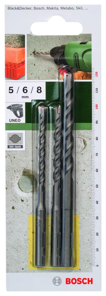 Bosch Bohrer-Set 3-teilig, Ø 5, 6, 8 mm, SDS Quick