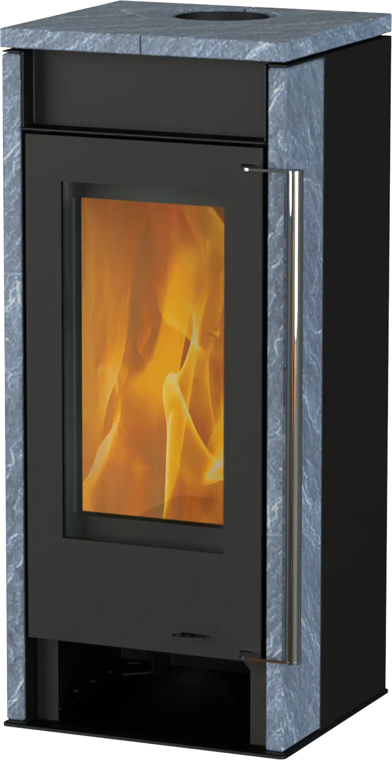 Thermia Kaminofen Zyklon Naturstein, Stahl schwarz, 6 kW