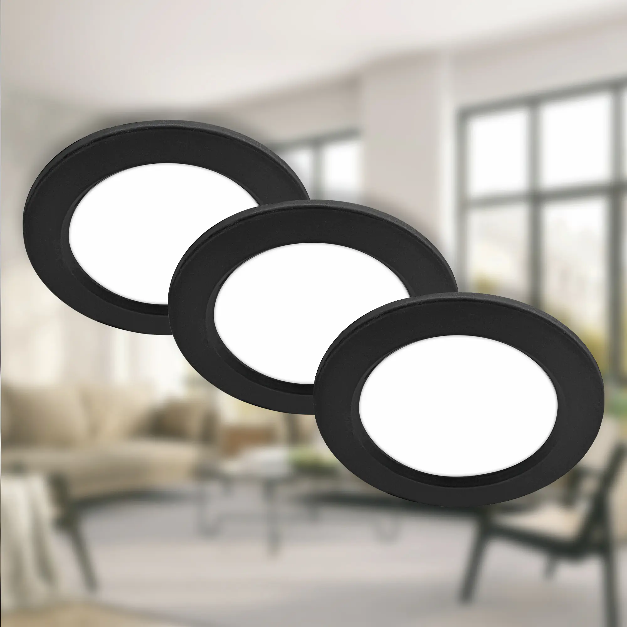 Briloner LED Einbauleuchten Jeft Ø 12 x 2,8 cm neutralweiß schwarz 3er-Set
