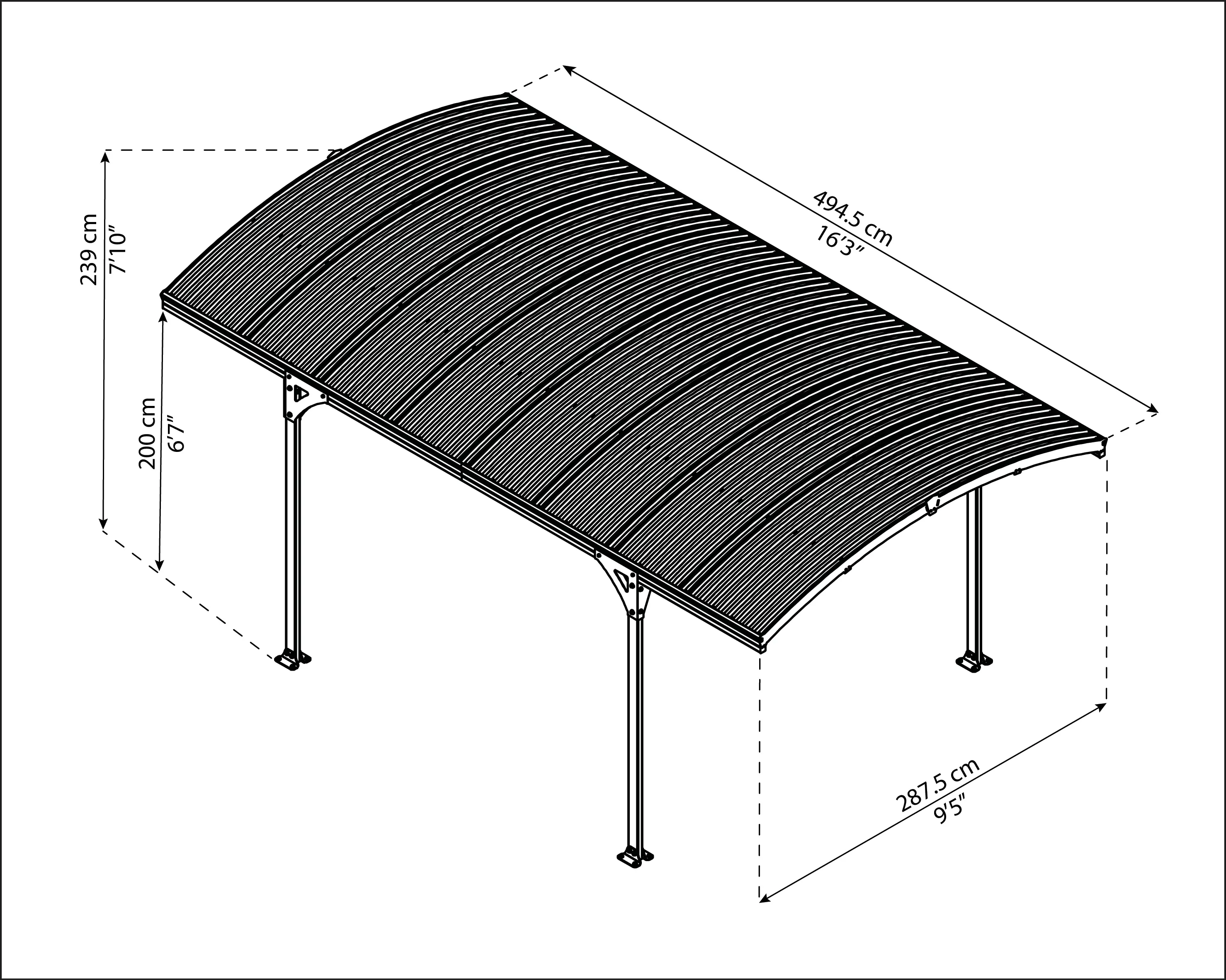 Canopia Carport Atlas 5000  Grau Alu 288 x 495 cm