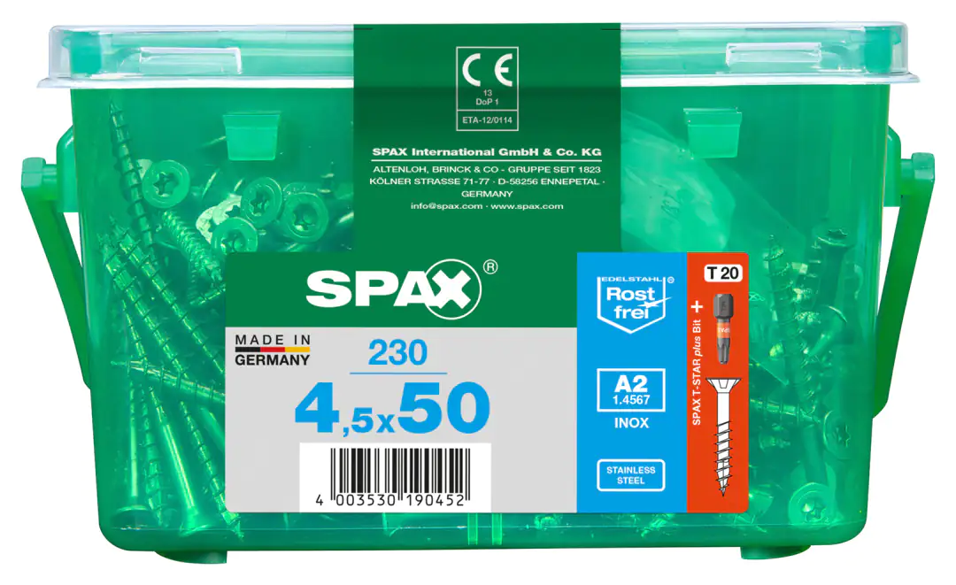 Spax Universalschrauben 4.5 x 50 mm TX 20 - 230 Stück Edelstahl