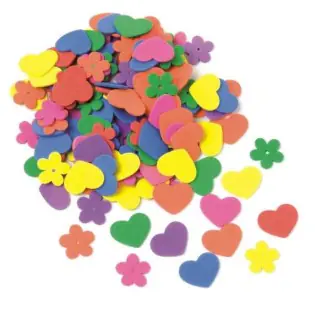 Glorex Moosgummi Set Blumen / Herzen 140 Stück