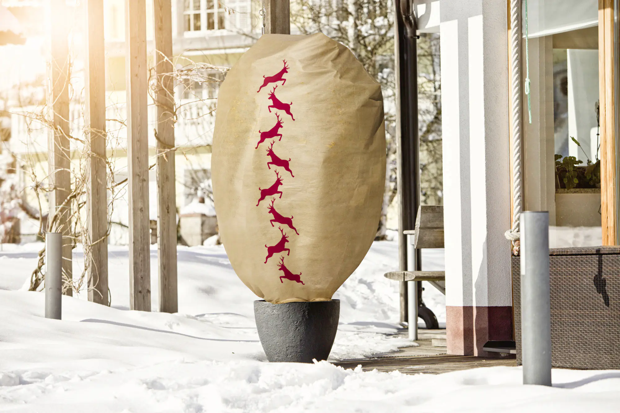 Windhager Deko-Haube Protect XXL 1,4 x 2 m, beige mit Hirschmotiv