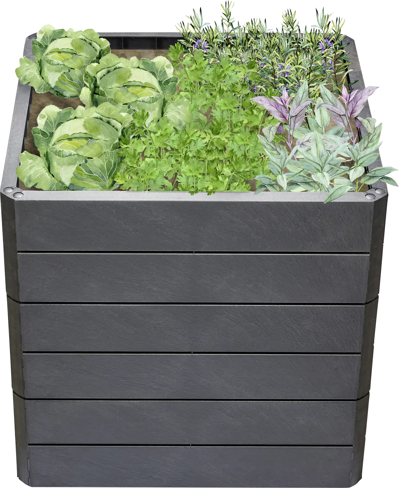Garantia Hochbeet Ergo Quadro L 75 80 x 80 x 75 cm, stone, Wassersystem