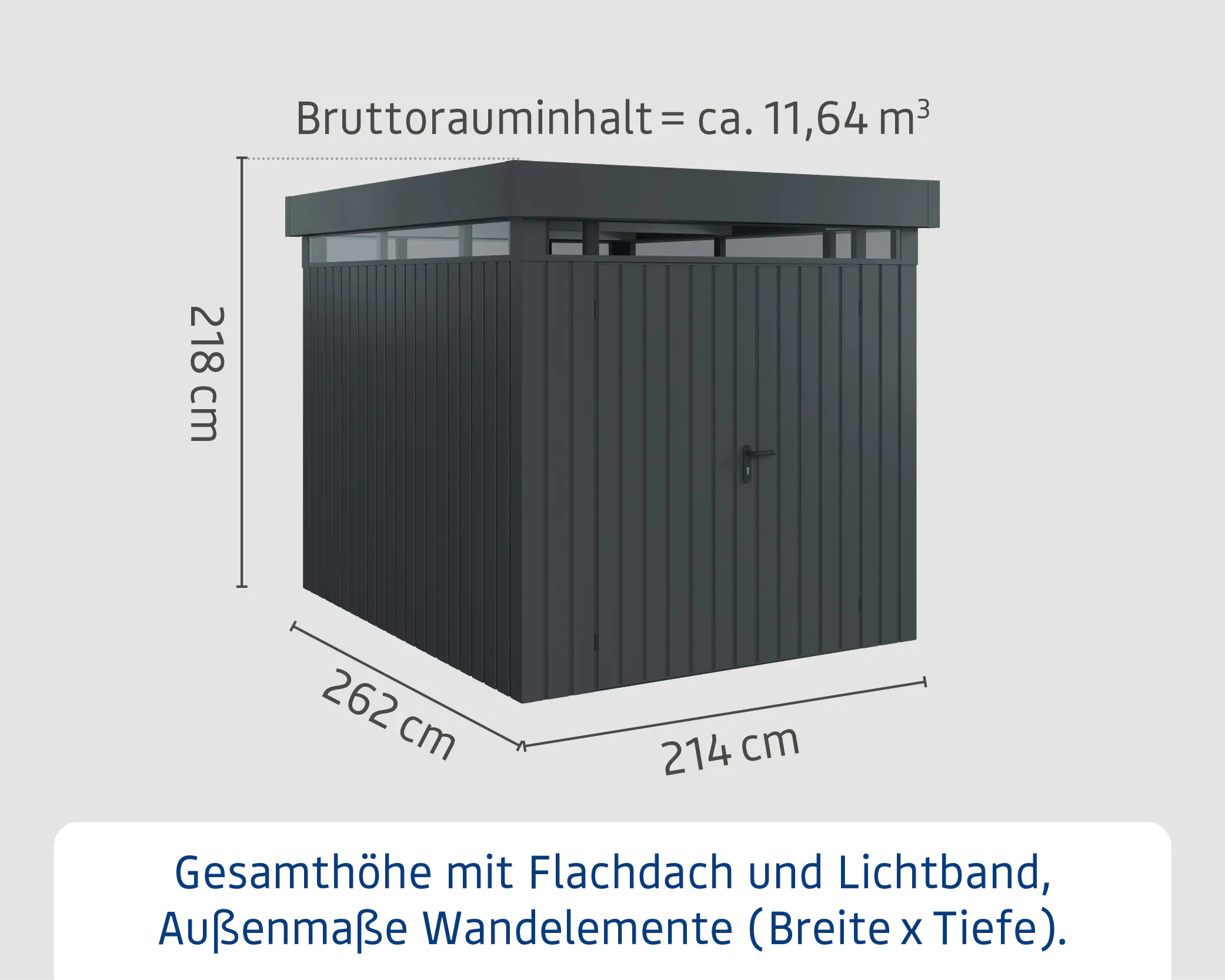EcoStar Metallgerätehaus Euroline EFD6 LB anthrazit 214 x 262 cm 2.flg
