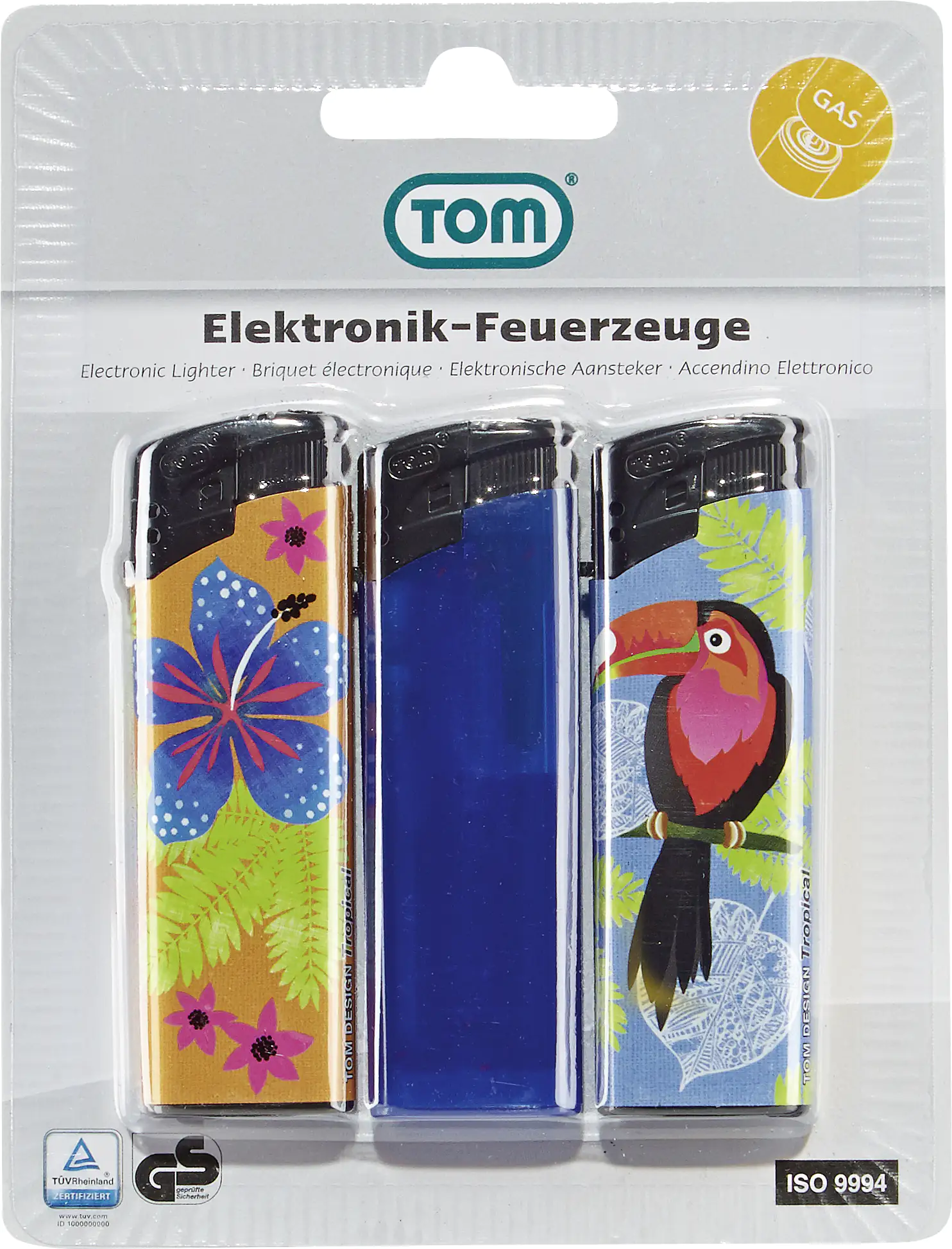 TOM Elektronik-Feuerzeuge 3er Blister