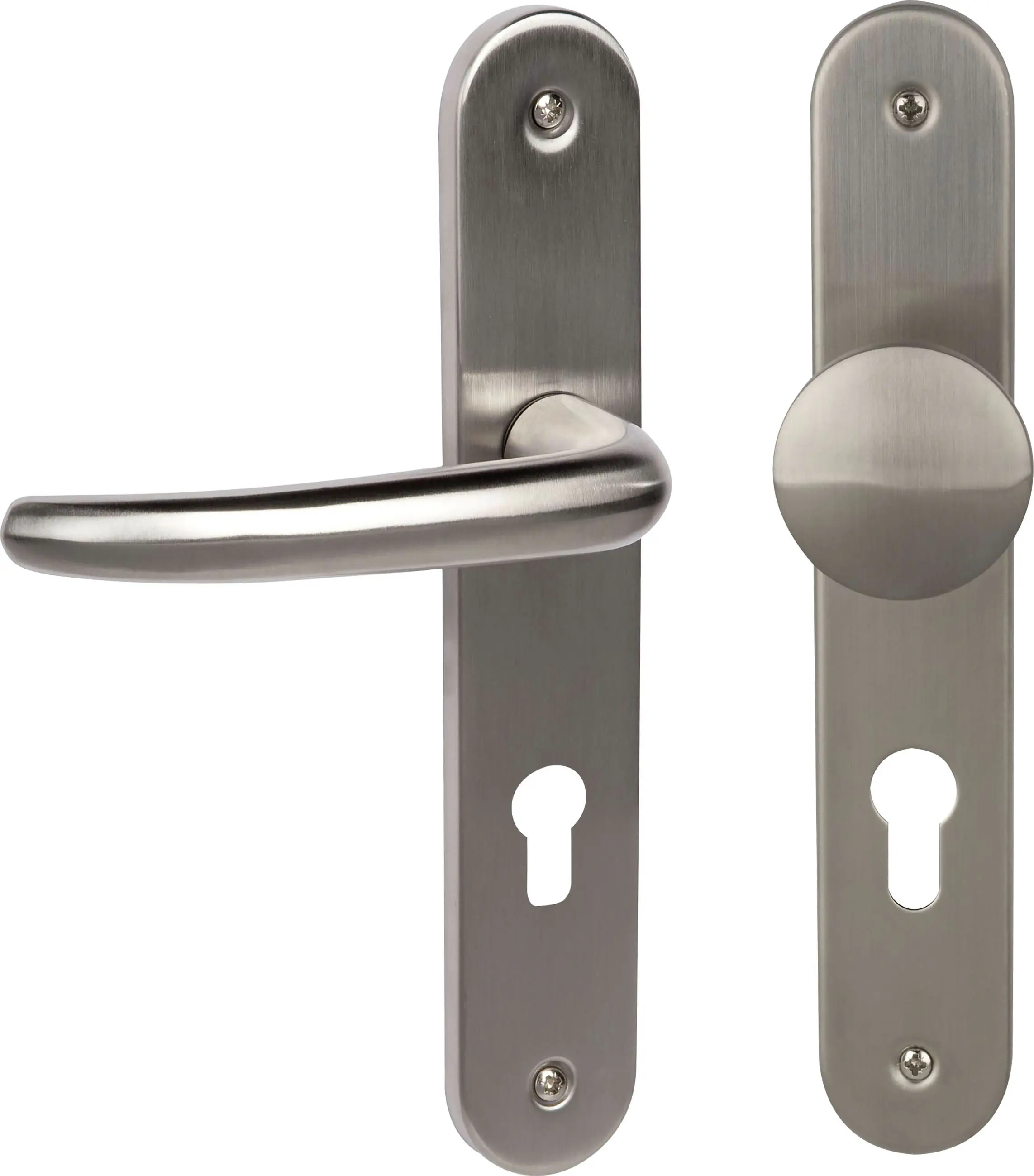 Südmetall Türgriff-Garnitur Langschild Barcelona PZ Edelstahl satiniert Drücker rechts silber 235 x 40 mm