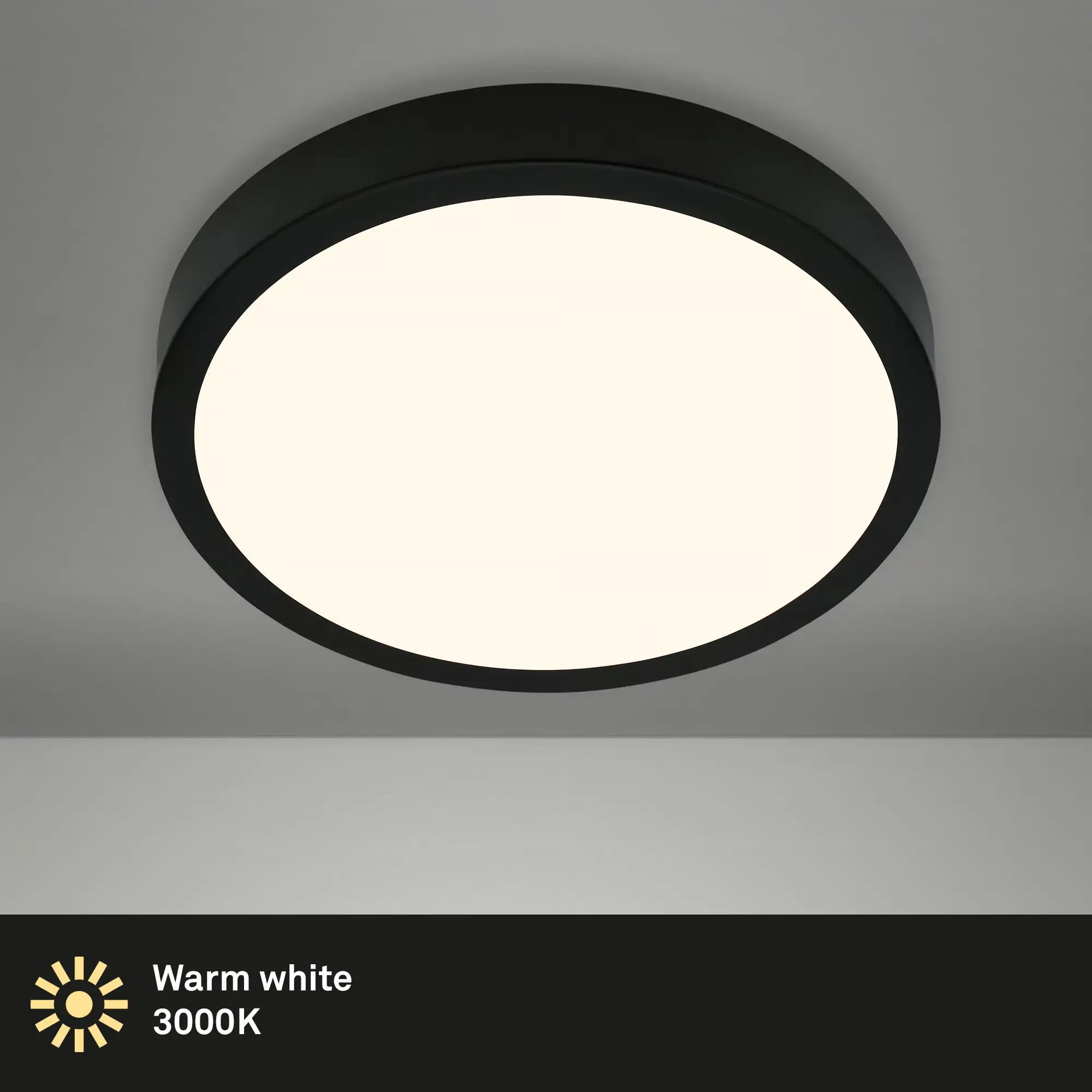 Briloner LED Deckenleuchte Runa Ø 38 cm, Metallrahmen schwarz