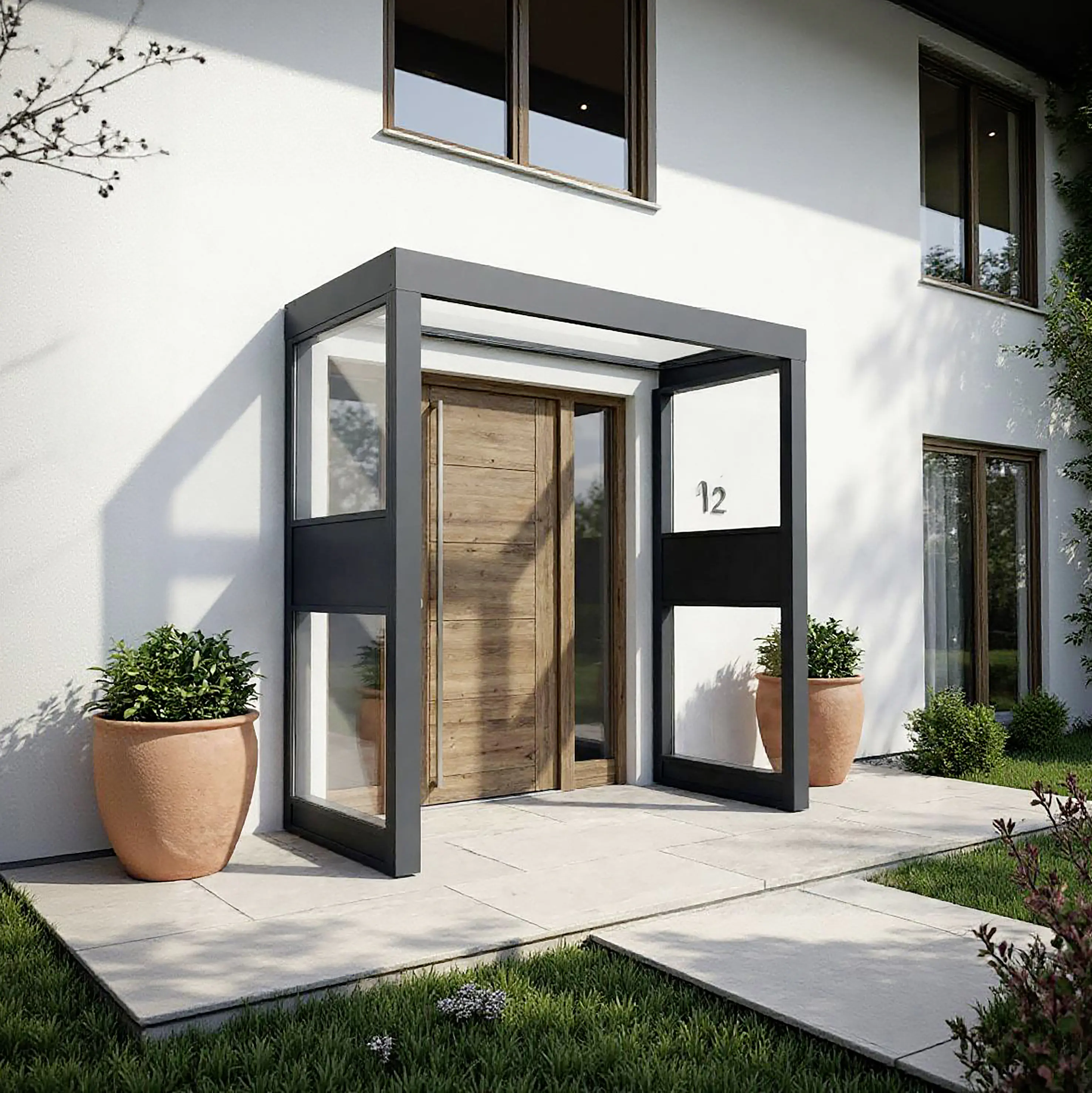 Canopia Vordach Sophia 160 x 95 cm Klar grau + 2 Seitenteile 
