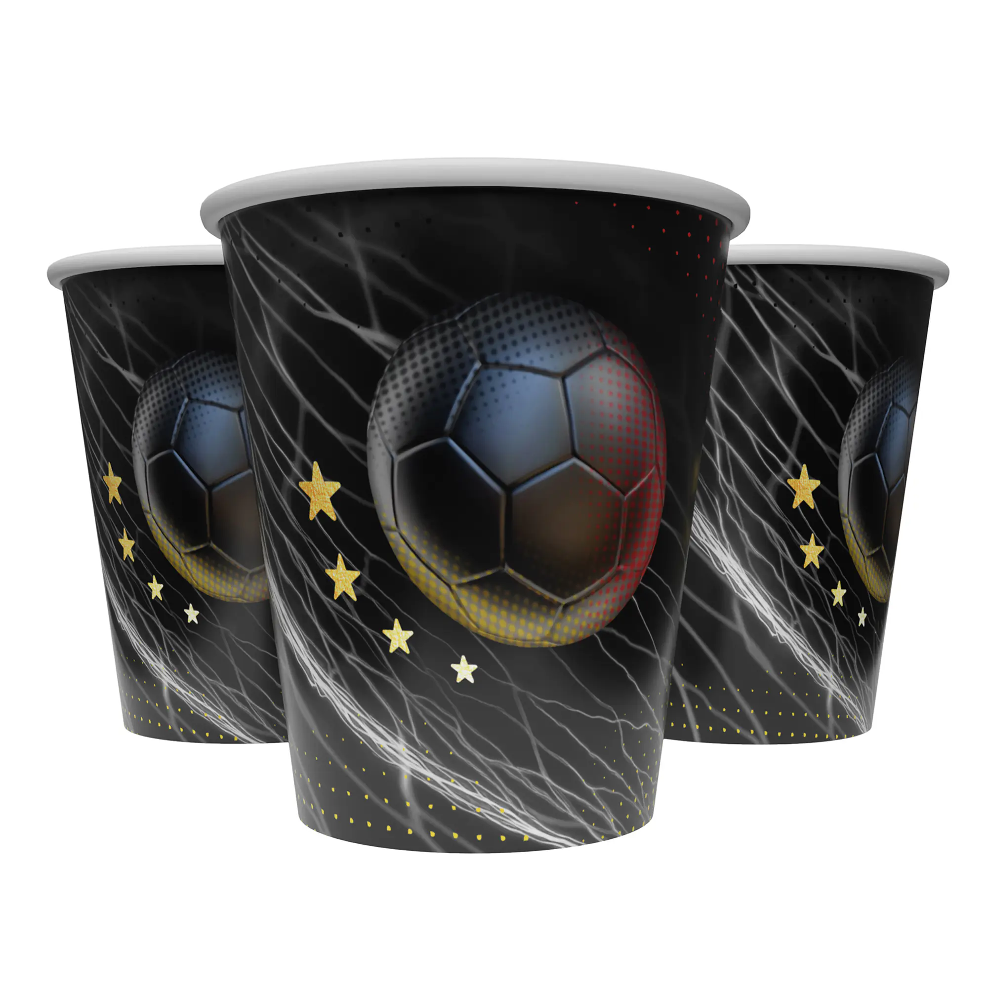 Pappbecher Fußball 4 Sterne bunt 250 ml 8 Stück