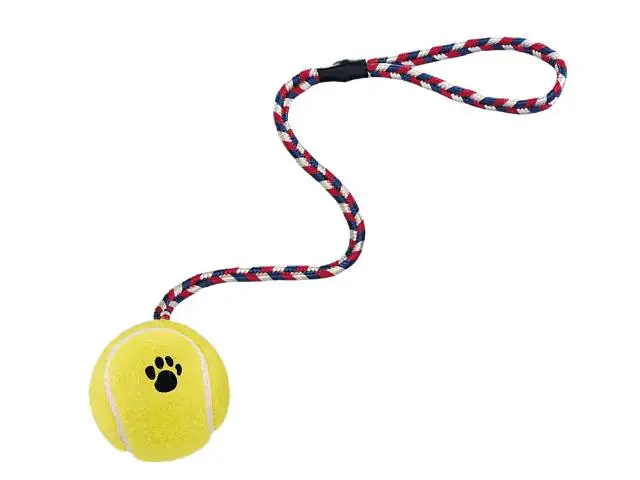 Nobby Tennisball mit Wurfschlaufe 6,5 cm Seil 70 cm Größe M