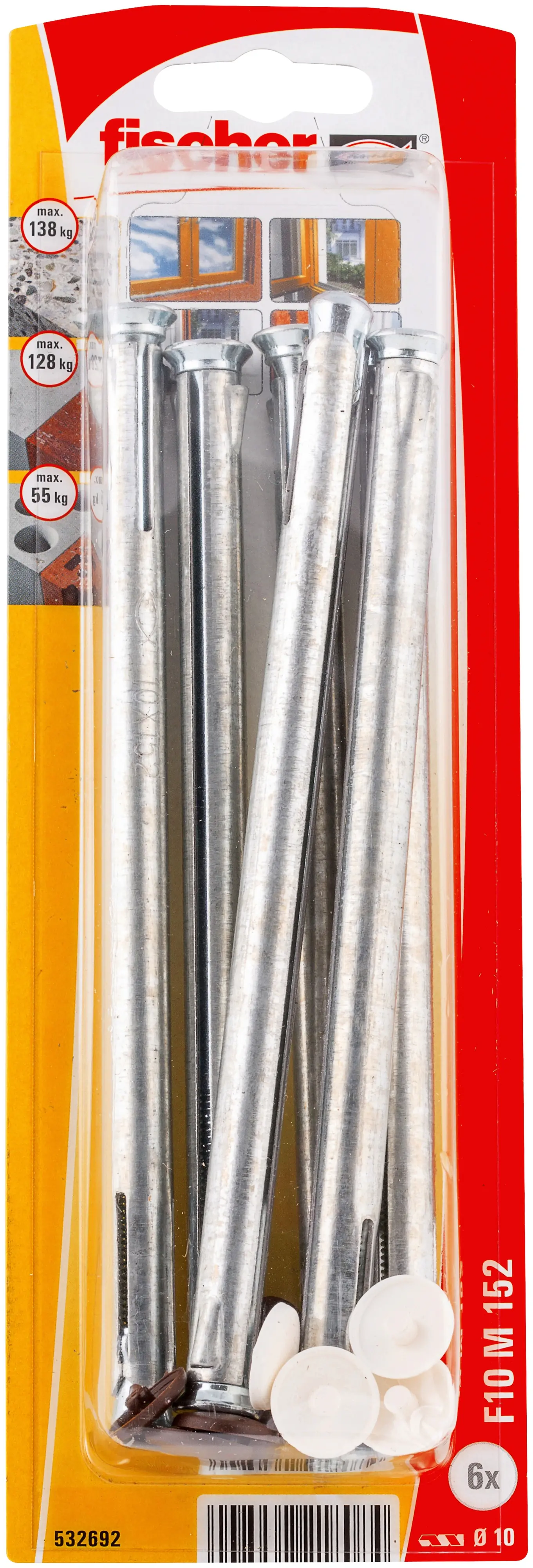 Fischer Fensterrahmendübel F 10 M 152 10 x 152 mm - 6 Stück