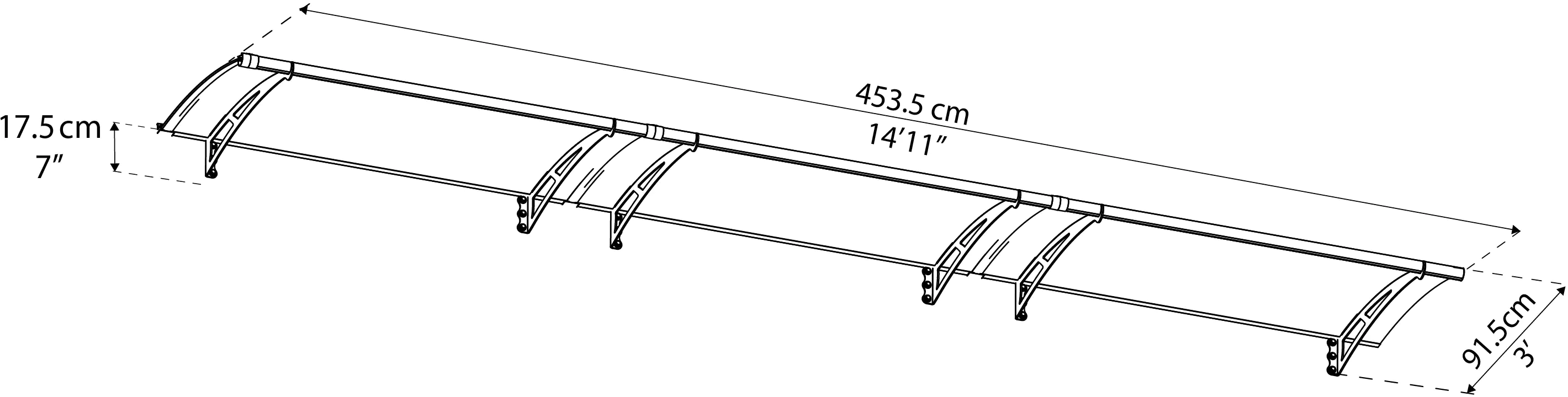 Canopia Vordach Aquila  453,5 x 91,5 cm anthrazit