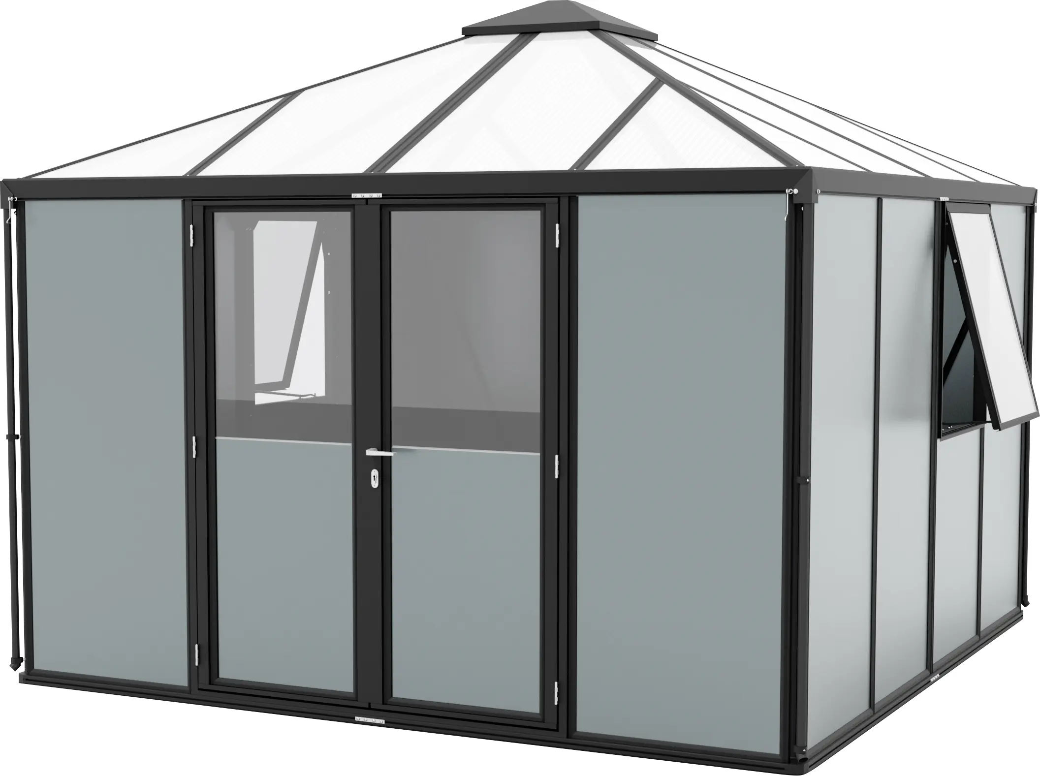 Vitavia Metallgerätehaus Universum schwarz mit Bodenplatte 317 x 321 cm
