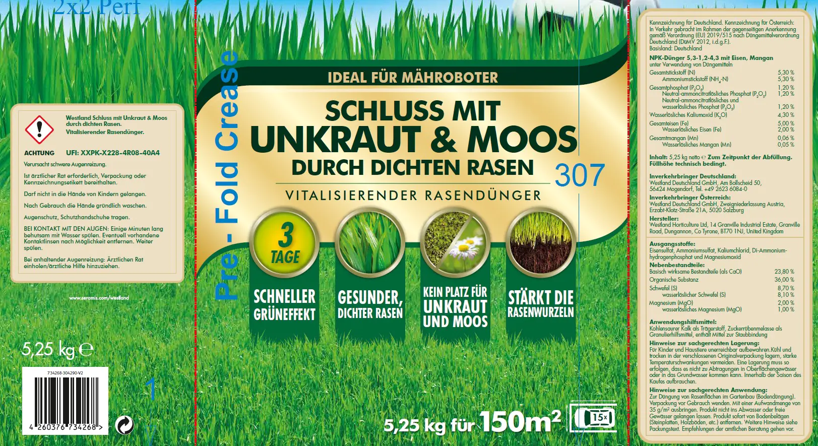 Westland Schluss mit Unkraut & Moos Dünger 150 für m² 5,25 kg