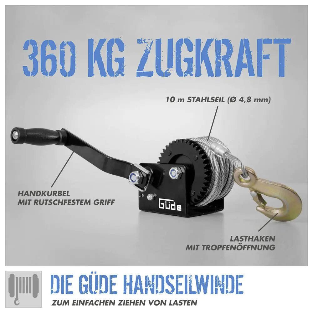Güde Seilwinde Typ 360 Zugkraft 360 kg