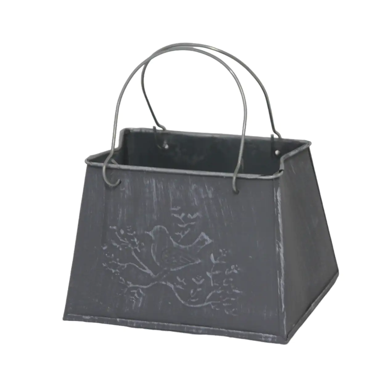 Pflanzgefäß Tasche M Zink 14 x 16 x 18 cm grau
