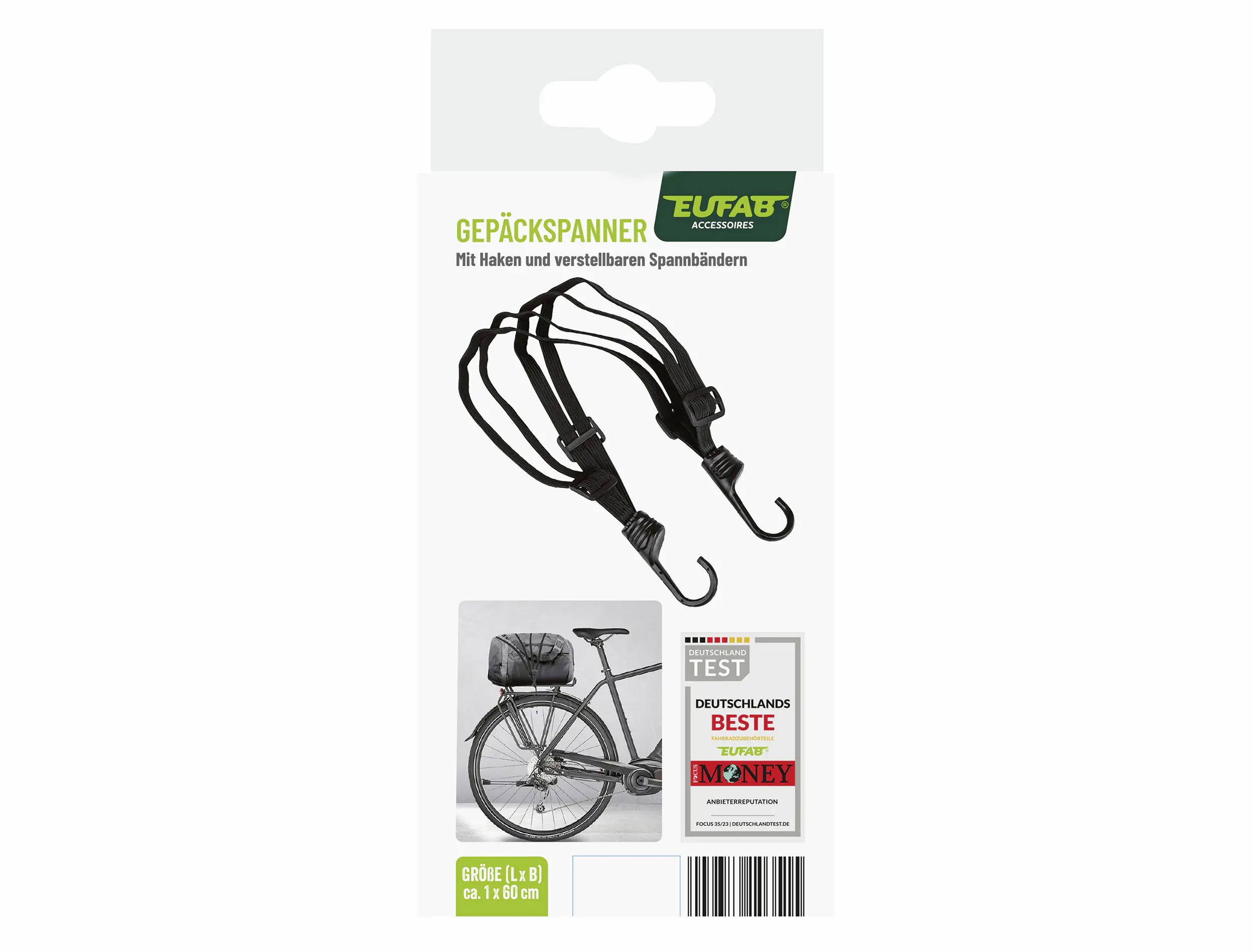 EUFAB Gepäckspanner mit Karabiner 60 cm schwarz
