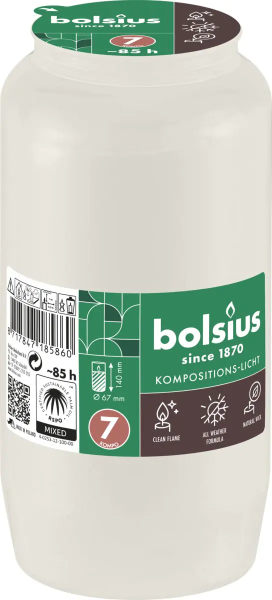 Bolsius Kompositions-Öllicht Nr. 7 weiß 1 Stück