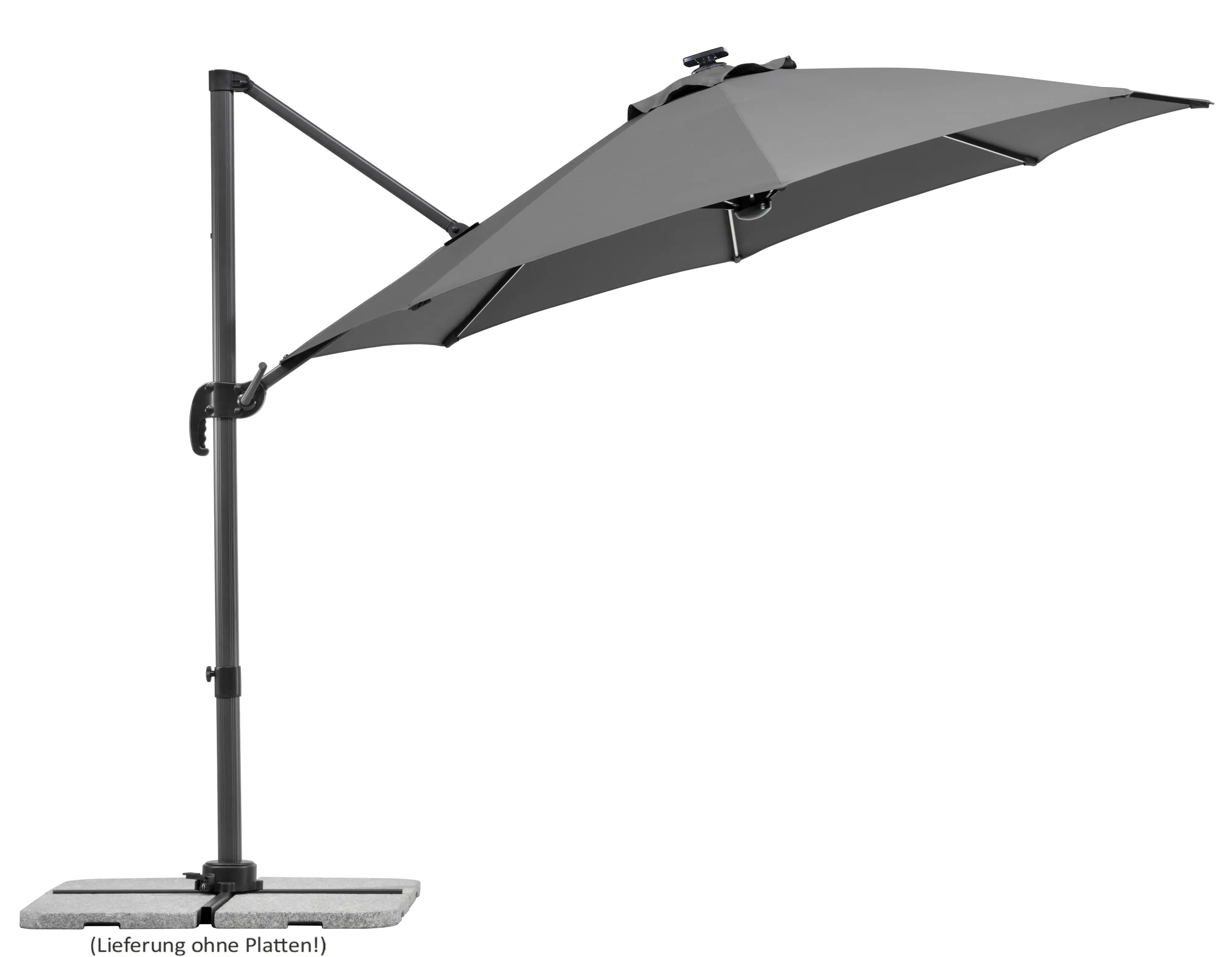 Schneider Ampelschirm Rhodos Blacklight anthrazit Ø 300 cm inkl. Sonnenschirmhülle