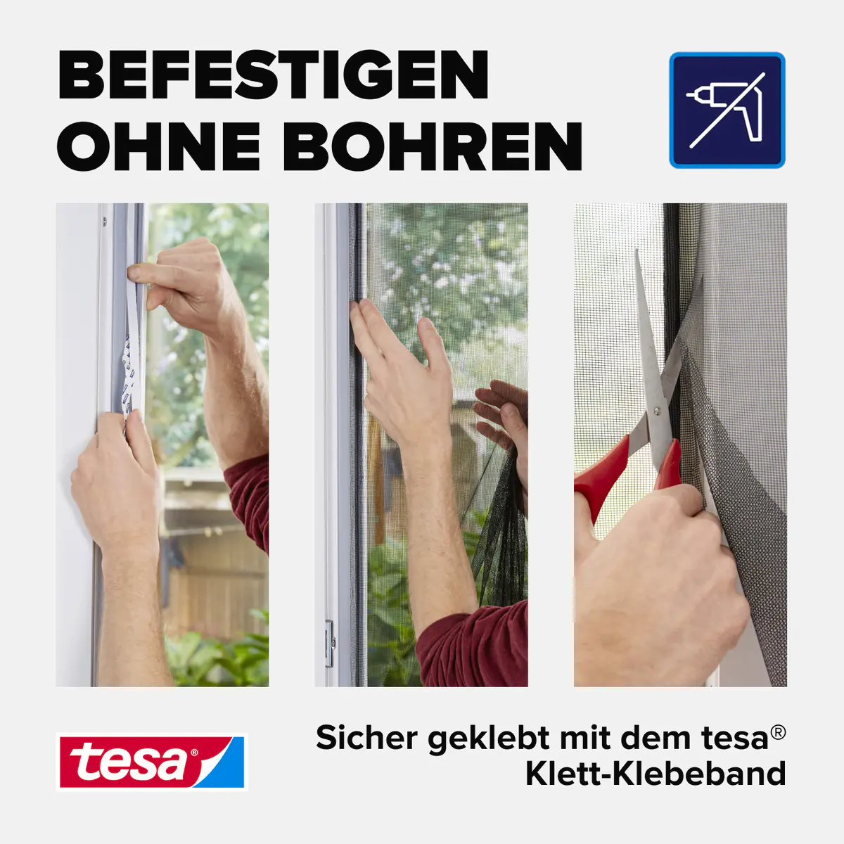 tesa Insektenschutz-Klettbandsystem 2 x (0,65 m x 2,5 m) weiß