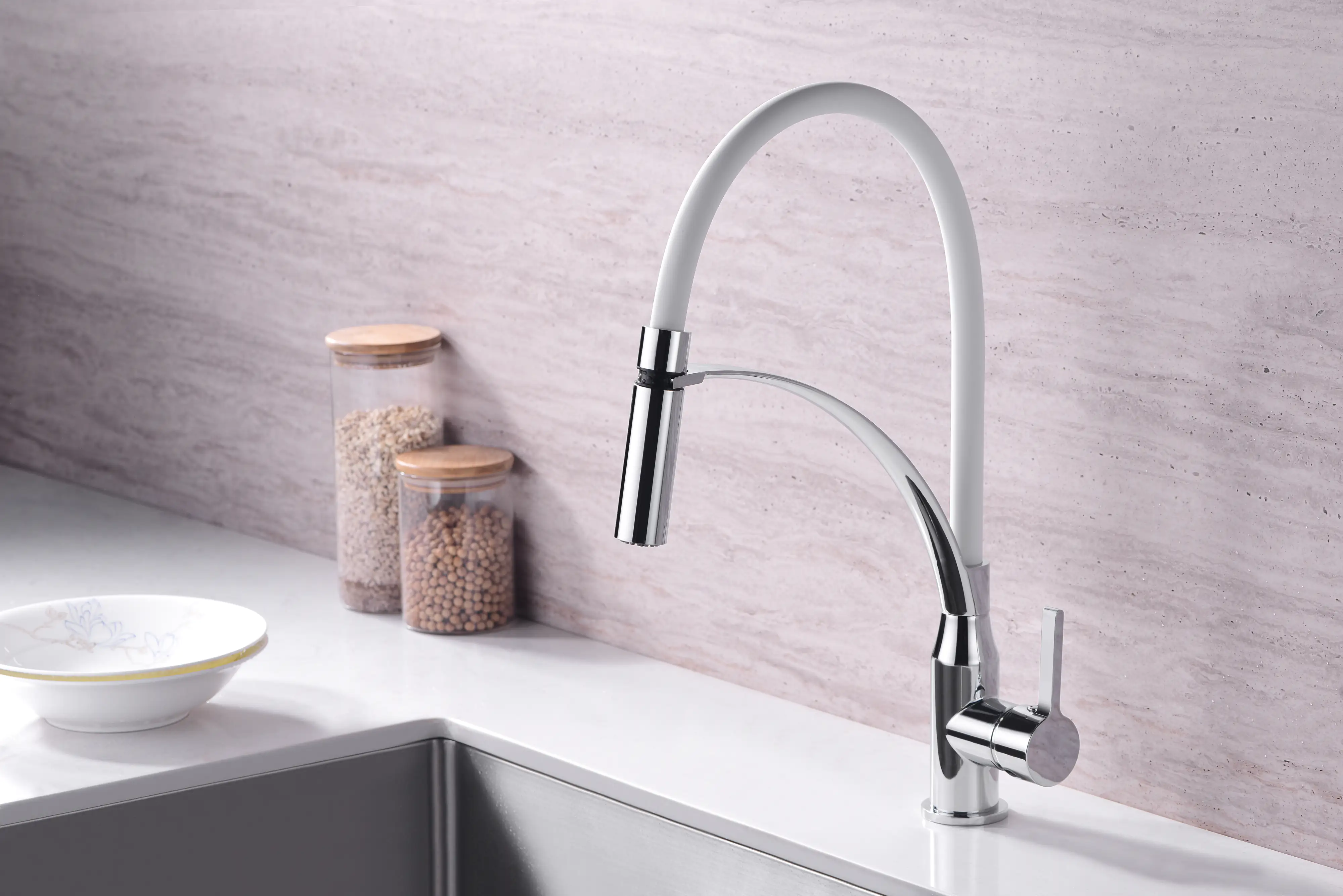 Primaster Küchenarmatur Neuss verchromt mit Handbrause mit Wassersparfunktion