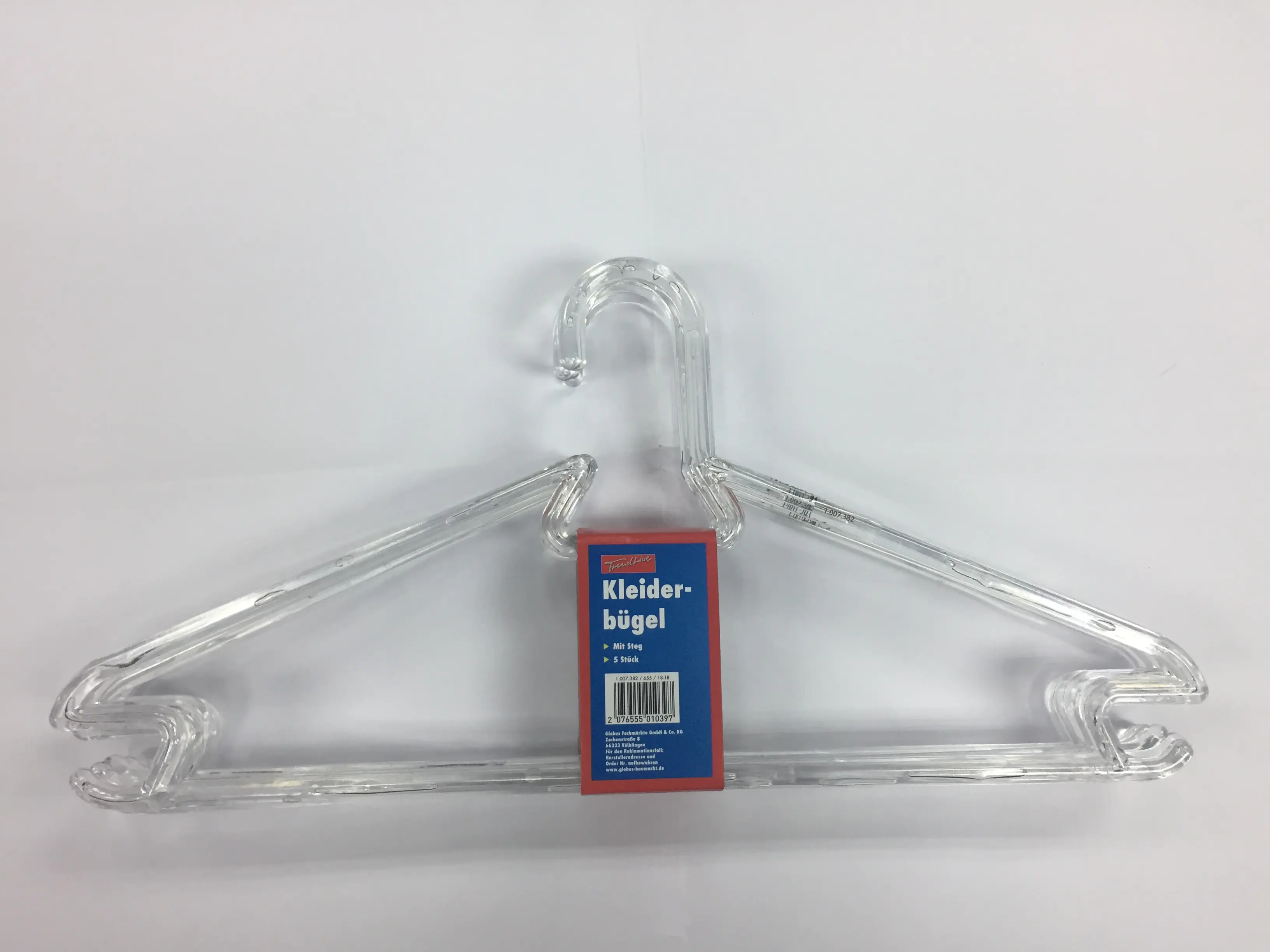 TrendLine Kleiderbügel mit Steg Kunststoff transparent 5 Stück
