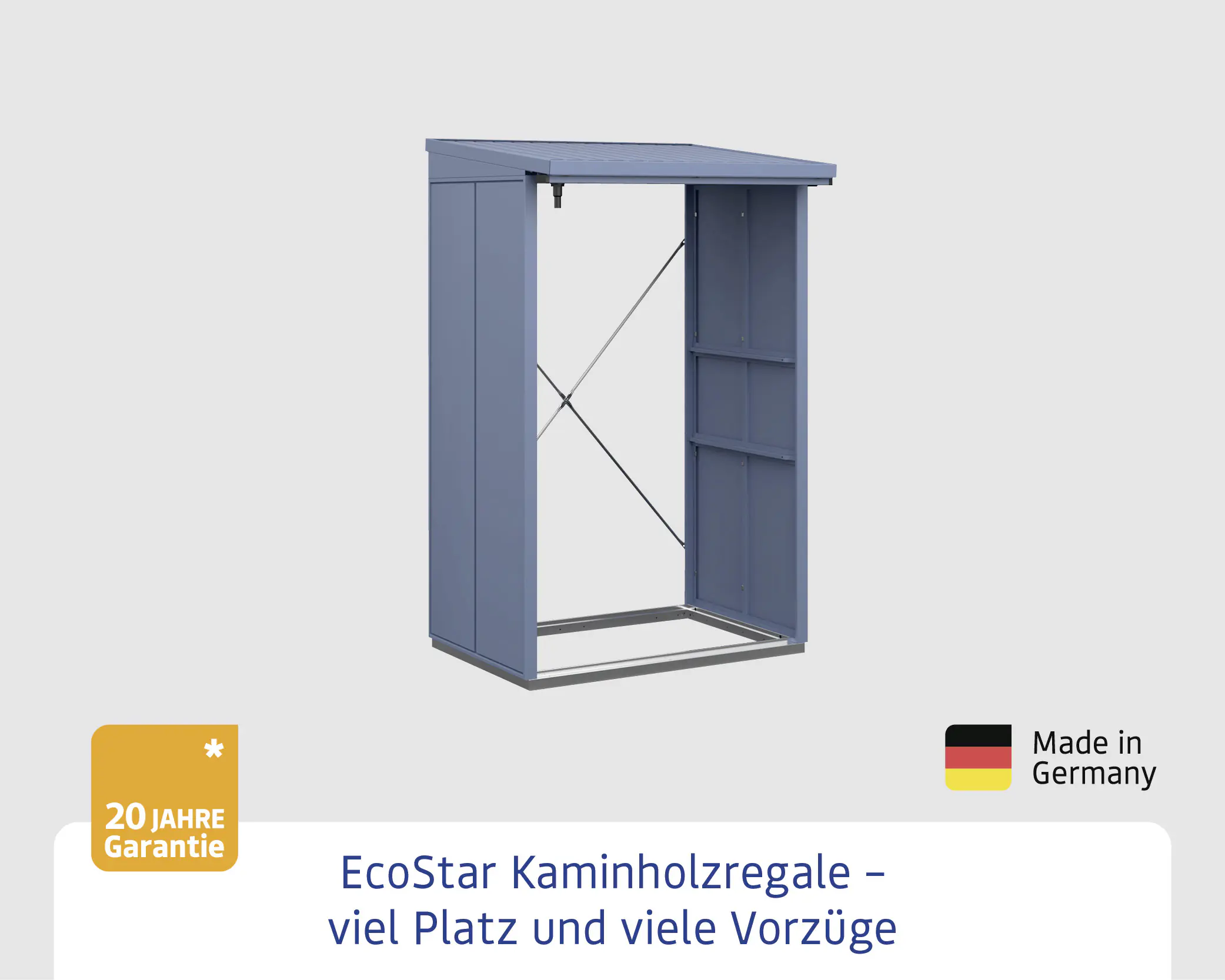 Ecostar Kaminholzregal Elegant-V Typ 1, taubenblau, mit Verstrebung