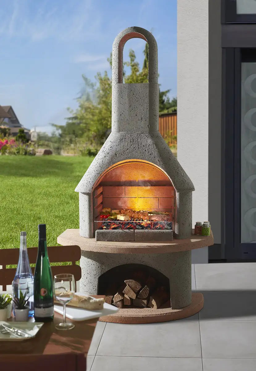 Buschbeck Grillkamin Carmen grau 203 x 110 x 65 cm