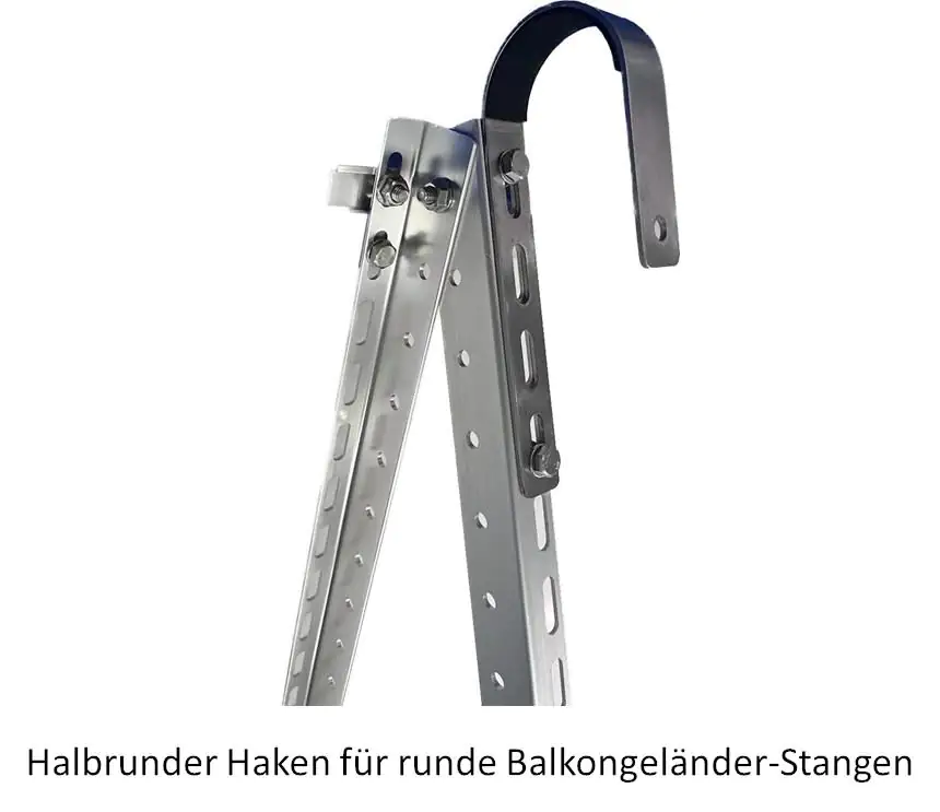SunEnergyXT Solarmodulhalterung für runde Geländerstangen silber für 1 Solarpanel