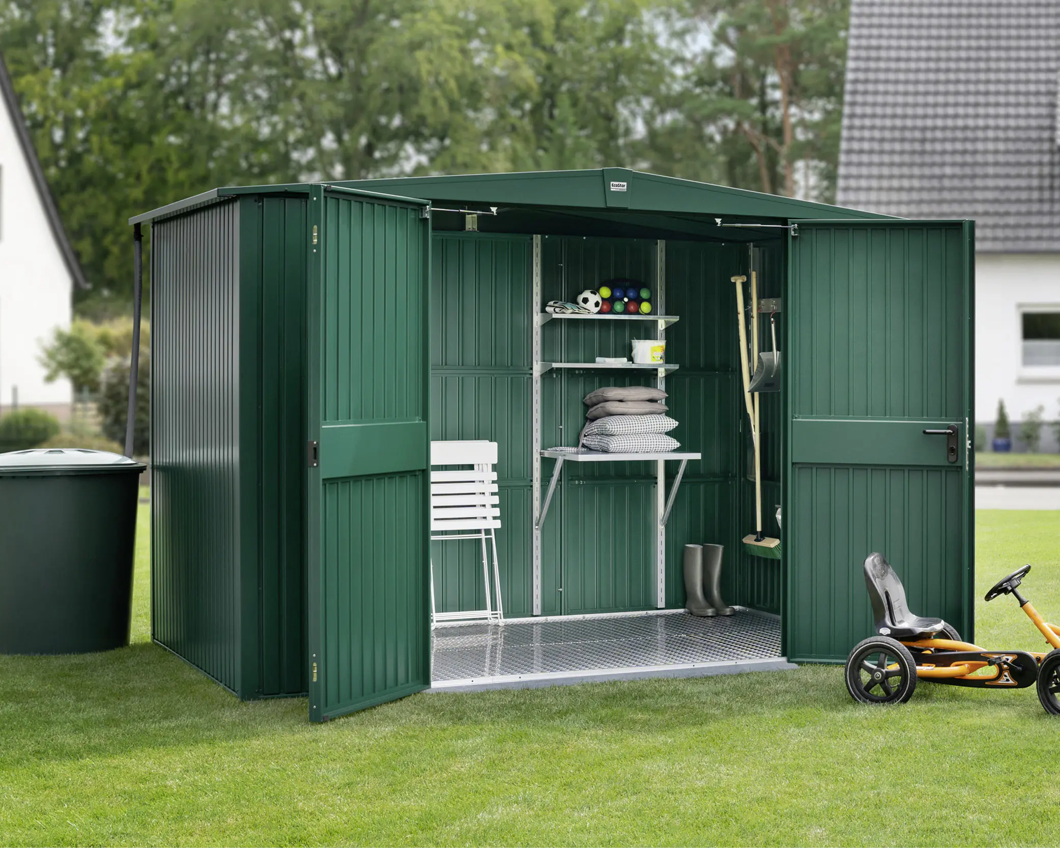 EcoStar Gerätehaus Trend-S Typ 3 323,6 x 247,7 x 219,4 cm moosgrün