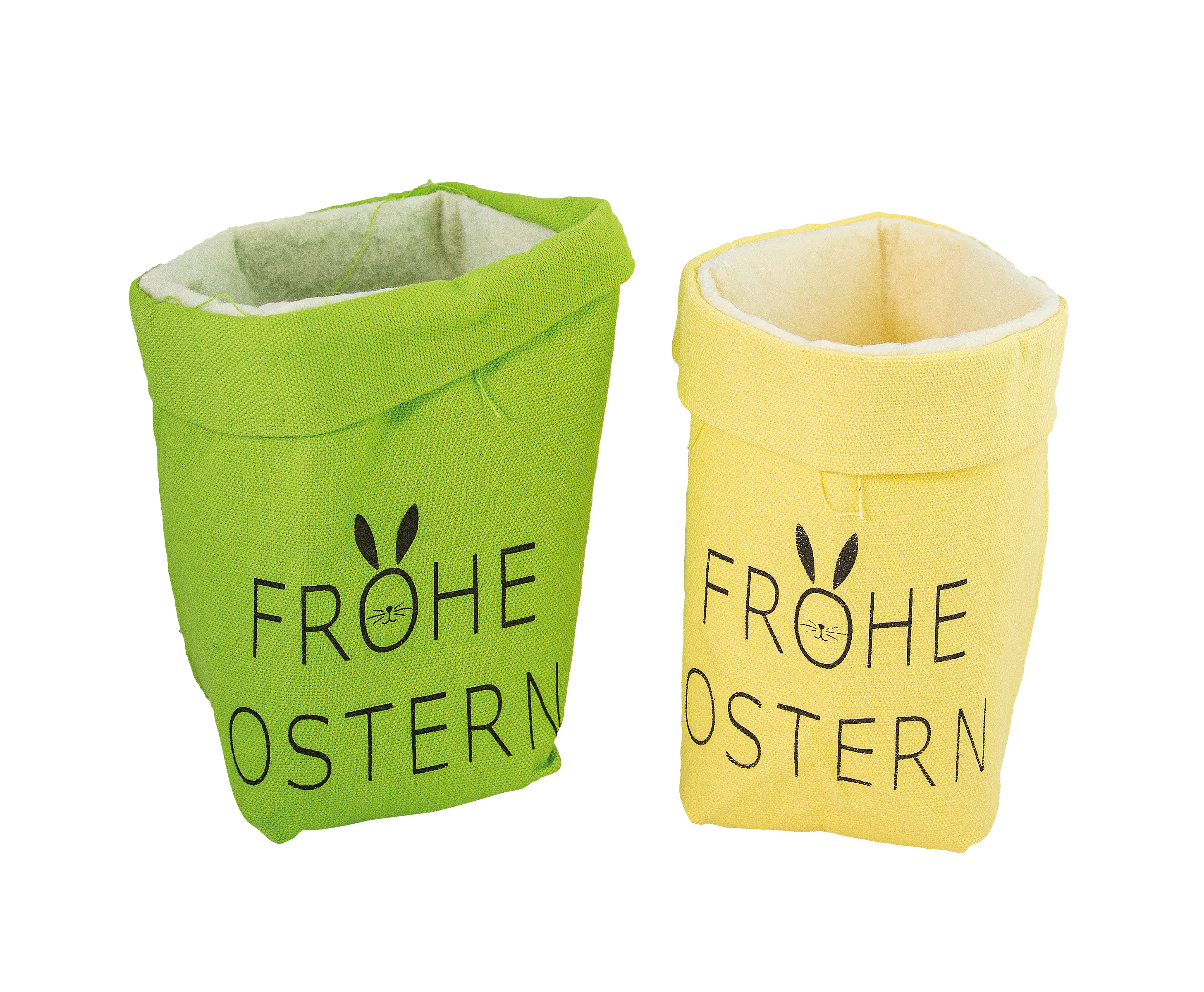 Riffelmacher Dekotopf aus Leinen Frohe Ostern 12 x 12 x 16 cm