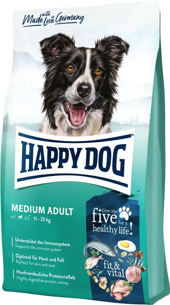 Happy Dog Fit & Vital Hundetrockenfutter Adult Medium 1 kg Geflügel & Fisch 