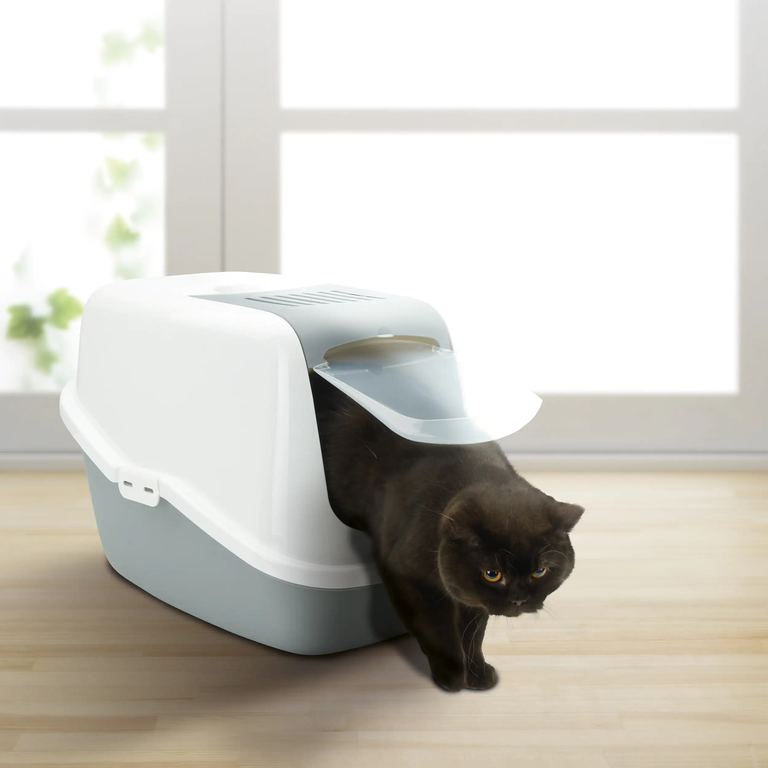 Nobby Katzentoilette Nestor grau mit Tür und Filter 56 x 39 x 38,5 cm