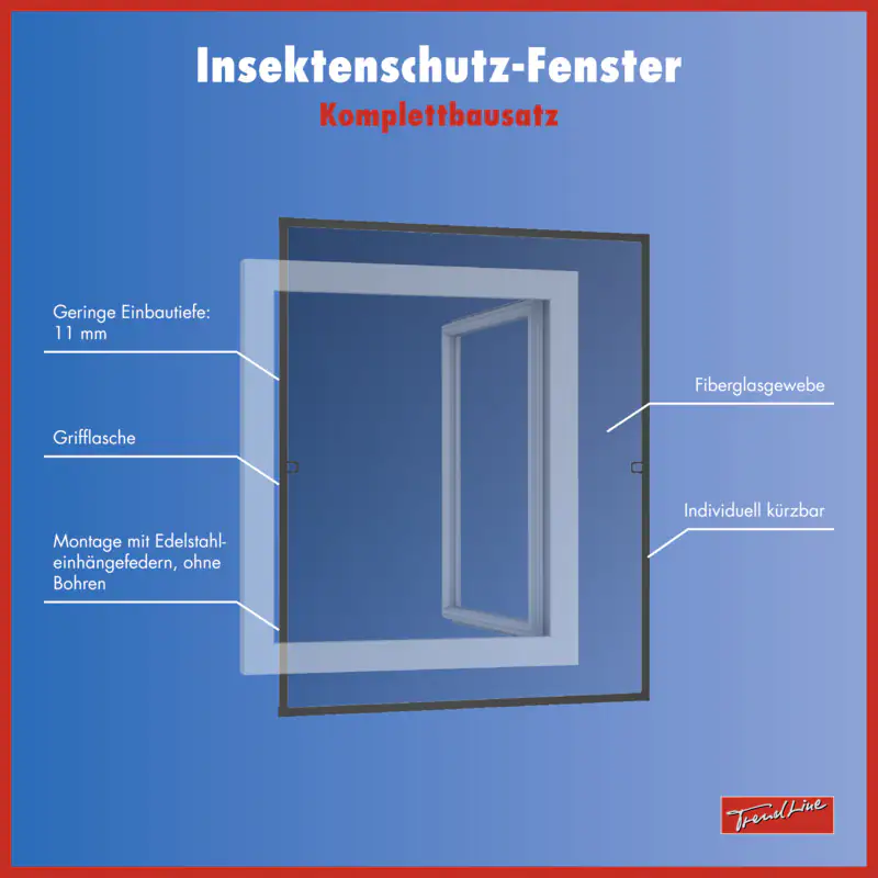 TrendLine Fliegenschutz-Fenster 100 x 120 cm anthrazit/anthrazit kürzbar