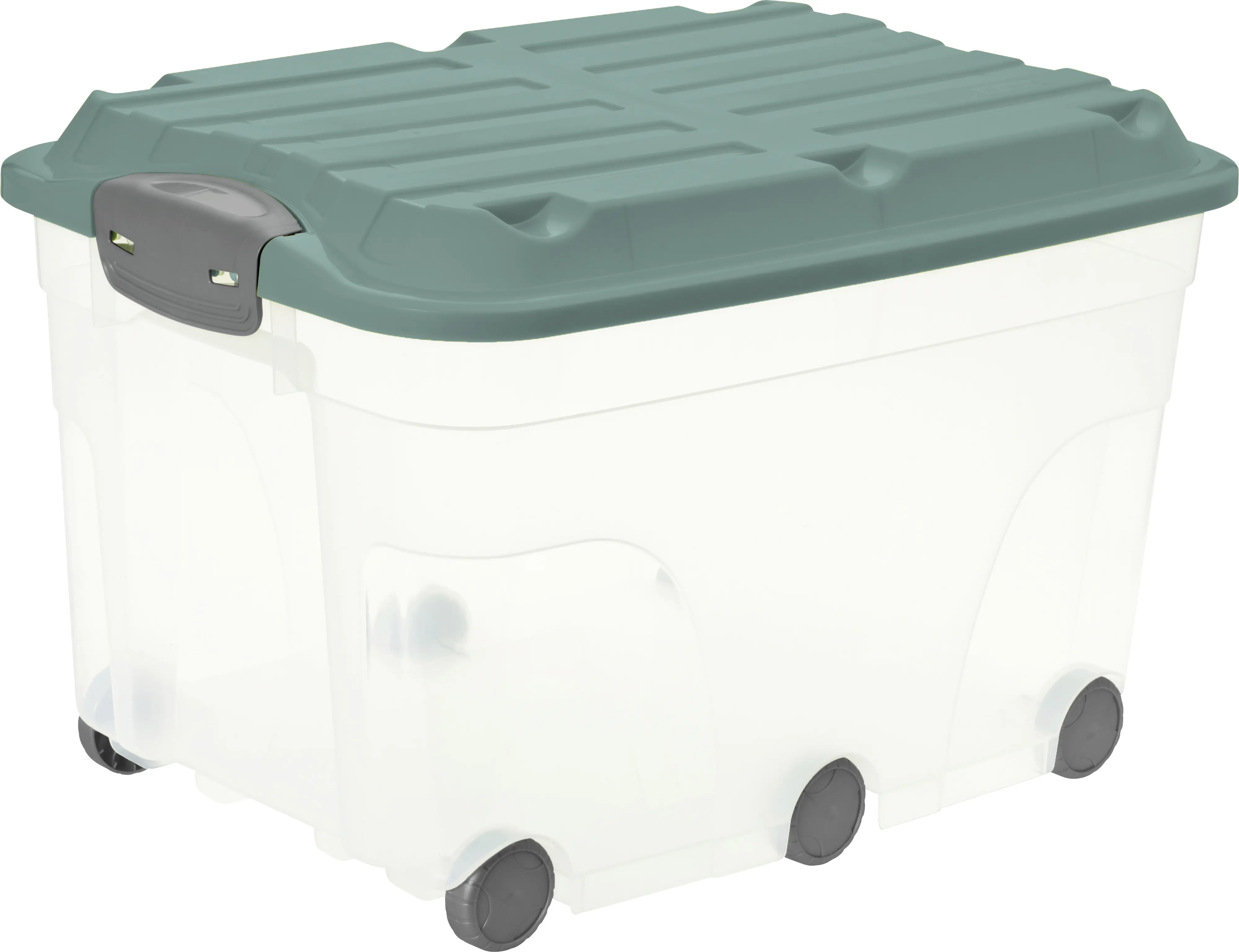 Rotho Aufbewahrungsbox Roller 6 mit Deckel & Rollen 59,5 x 40 cm 57 L mistletoe grün