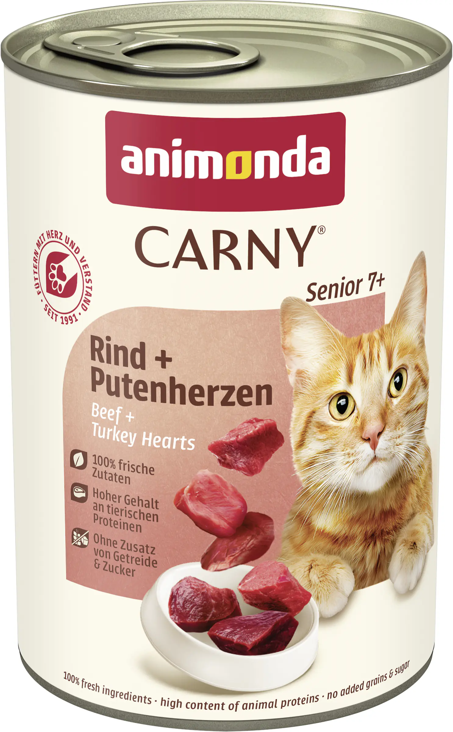 Animonda Carny Senior Katzennassfutter getreidefrei 400 g Rind & Putenherzen