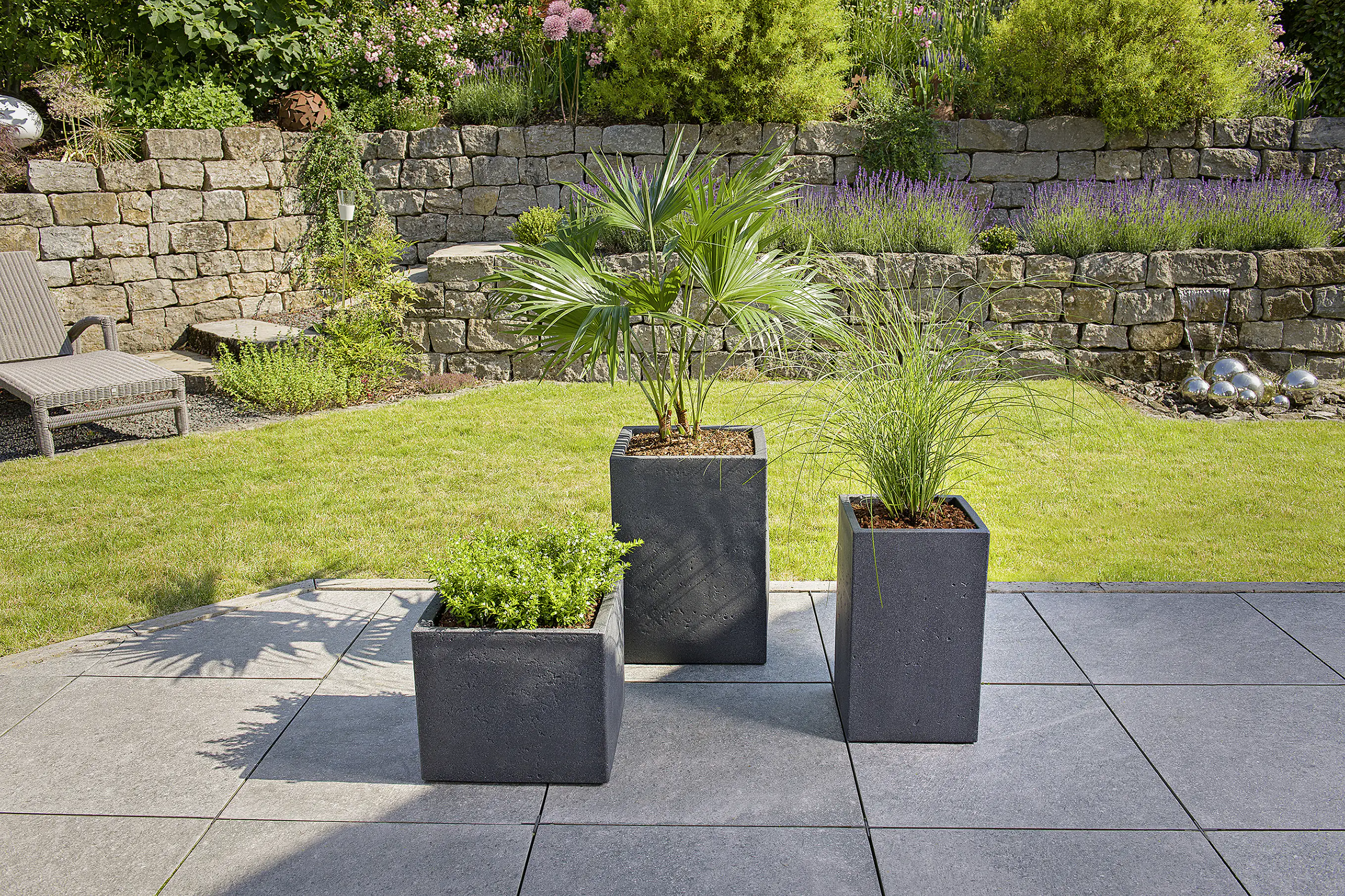 Scheurich Pflanzgefäß C-Cube High Serie 240 schwarz granit 70 cm