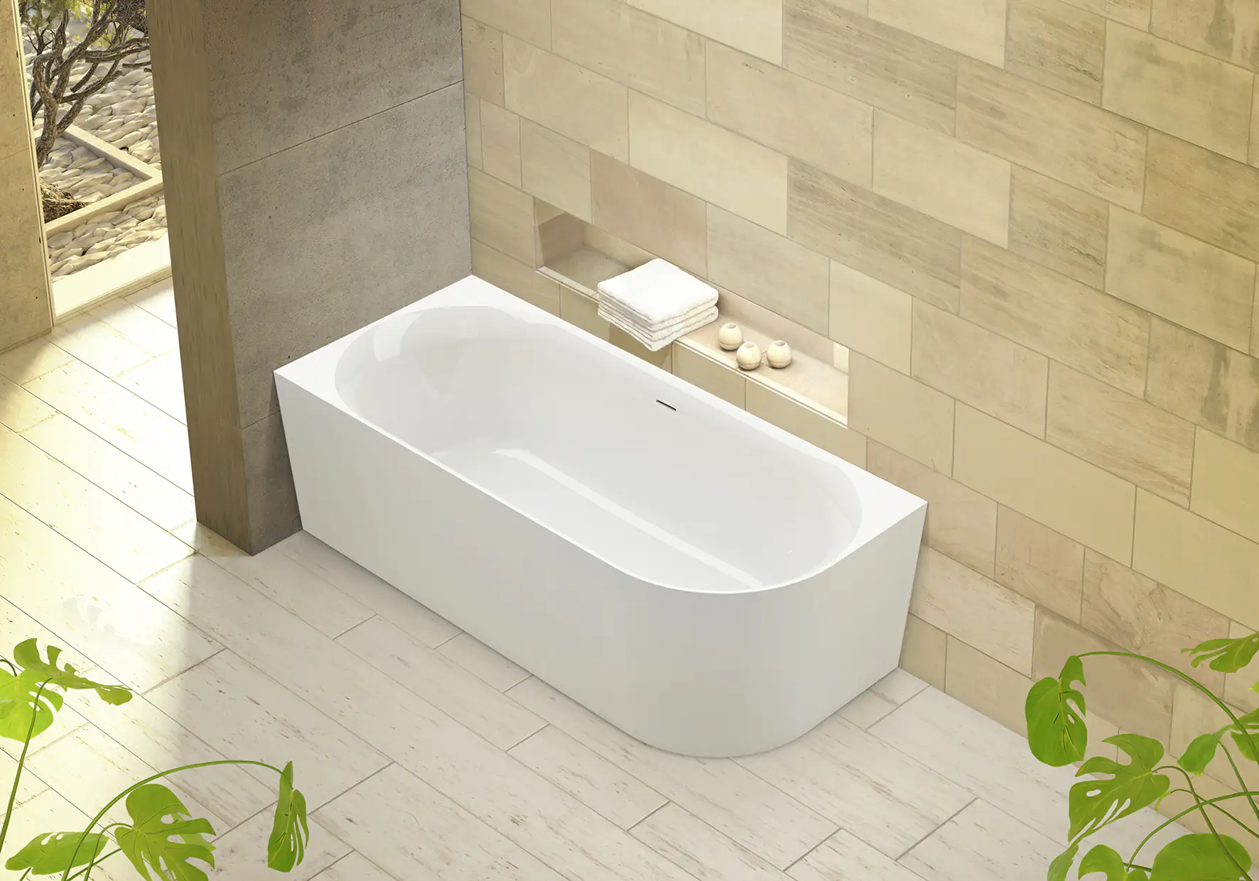 Ottofond Badewanne Mince Corner XS weiß rechts 155 x 80 / 44 cm